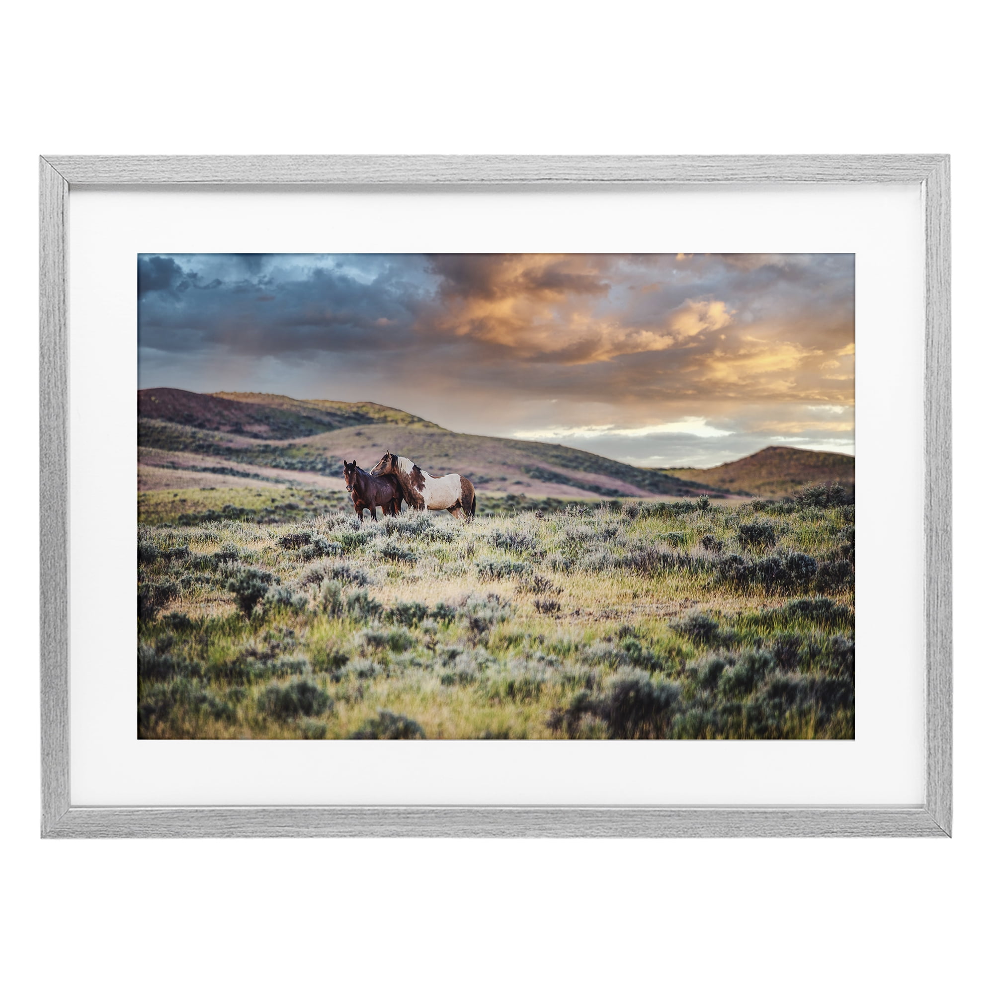 Stupell Industries Stay Close Horses Gray Framed Print Under Glass, design by Tim West