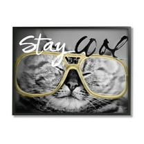 Stupell Industries Stay Cool Cat Glasses Graphic Art Black Framed Art Print Wall Art, Design by Sundance Group