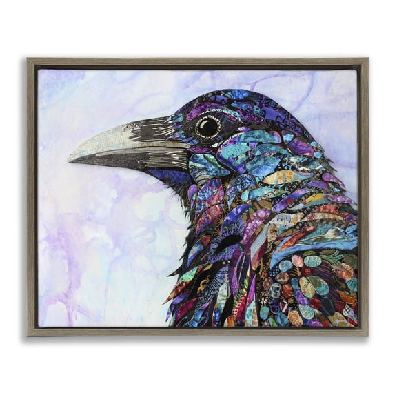 Stupell Industries Stay Curious Crow Brown Framed Floater Canvas Wall Art design by Lisa Morales, 25 x 31