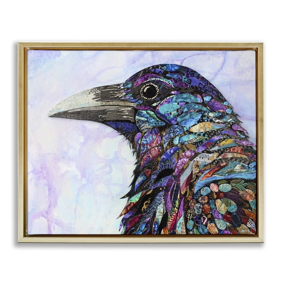 Stupell Industries Stay Curious Crow Gold Framed Floater Canvas Wall Art design by Lisa Morales, 17 x 21