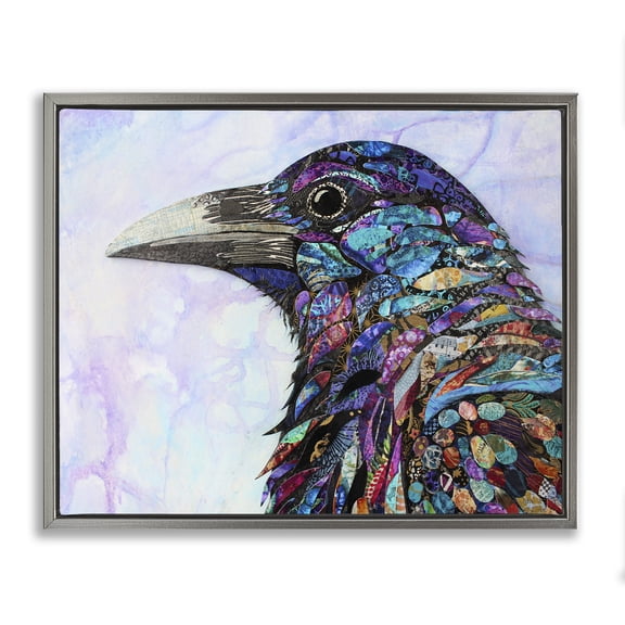 Stupell Industries Stay Curious Crow Gray Framed Floater Canvas Wall Art design by Lisa Morales, 25 x 31