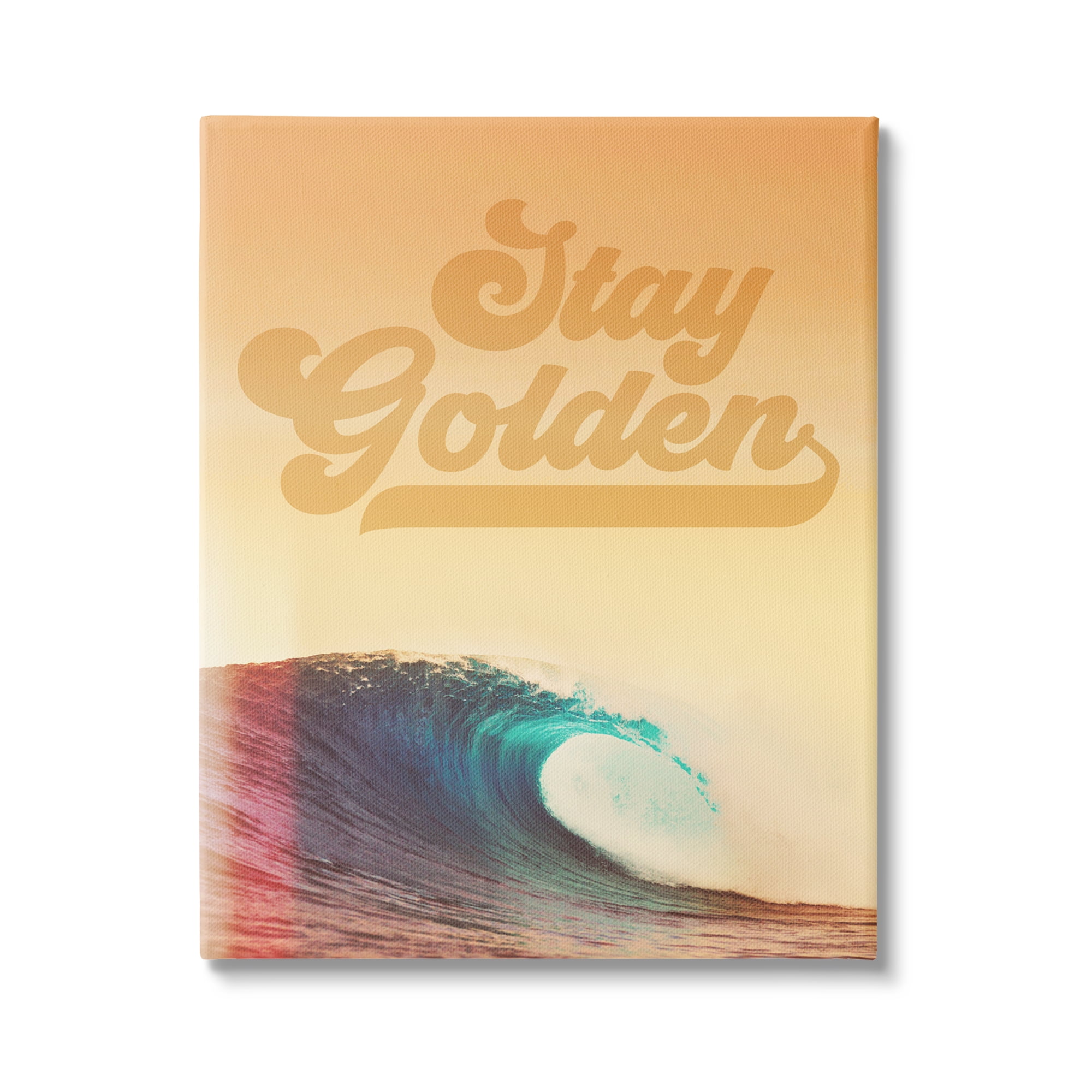 Stupell Industries Stay Golden Beach Waves Nature Painting Gallery Wrapped Canvas Print Wall Art, 24 x 30