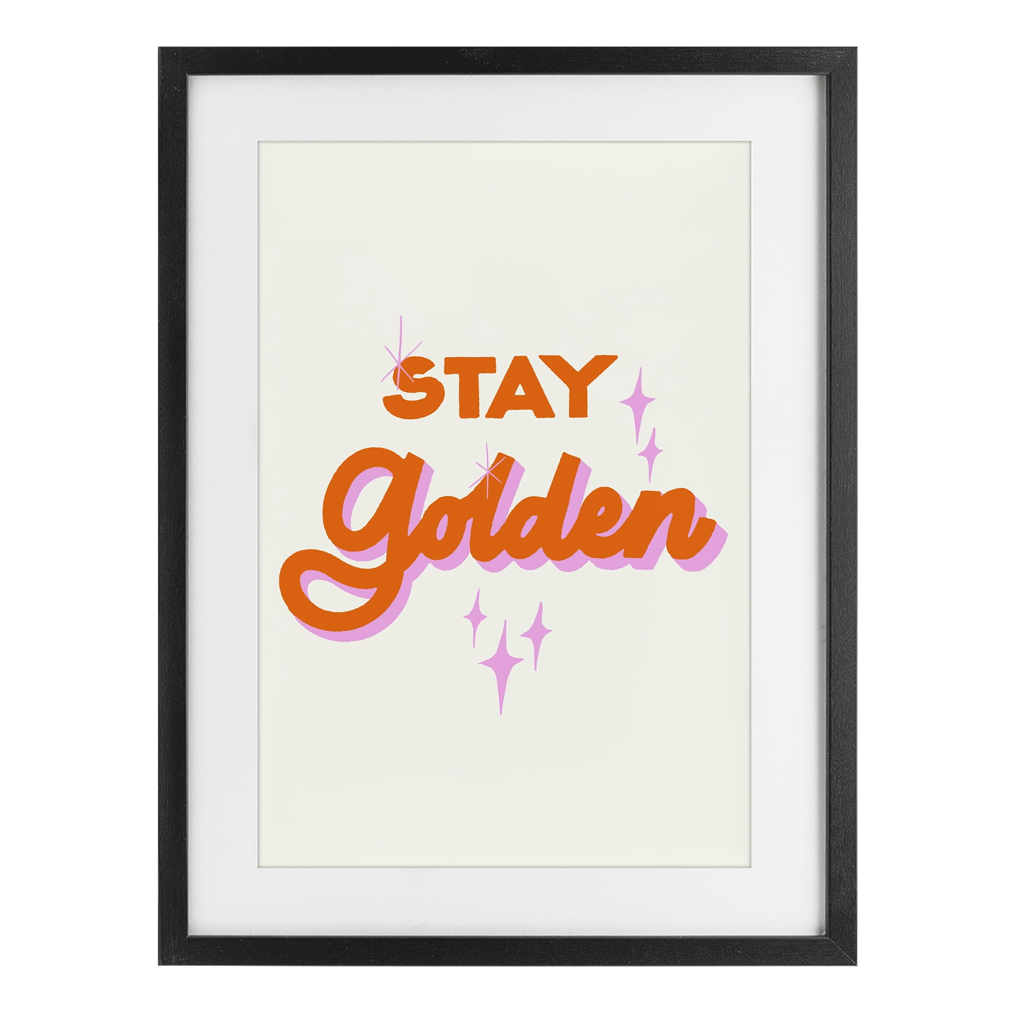 Stupell Industries Stay Golden Retro Letters Black Framed Print Under Glass, design by Indira Prieto | IndySign