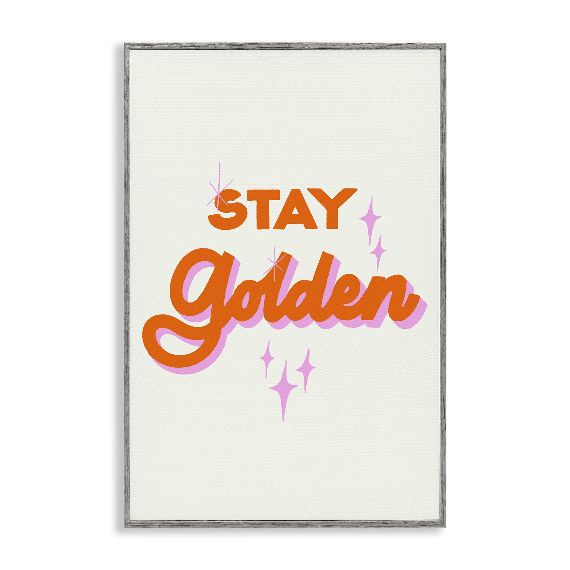 Stupell Industries Stay Golden Retro Letters Gray Framed Giclee Art, design by Indira Prieto | IndySign