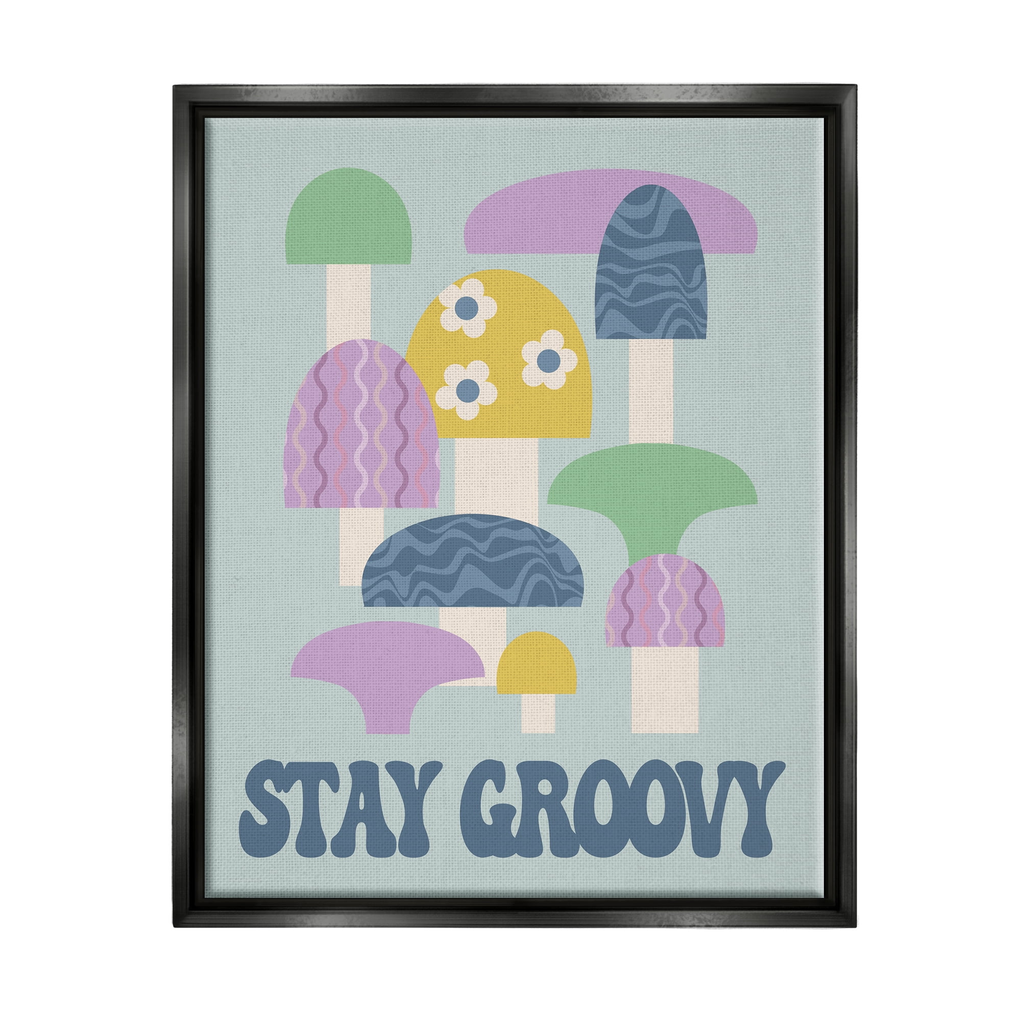 Stupell Industries Stay Groovy Botanicals Botanical & Floral Painting Black Floater Framed Canvas Art Print Wall Art, 25 x 31