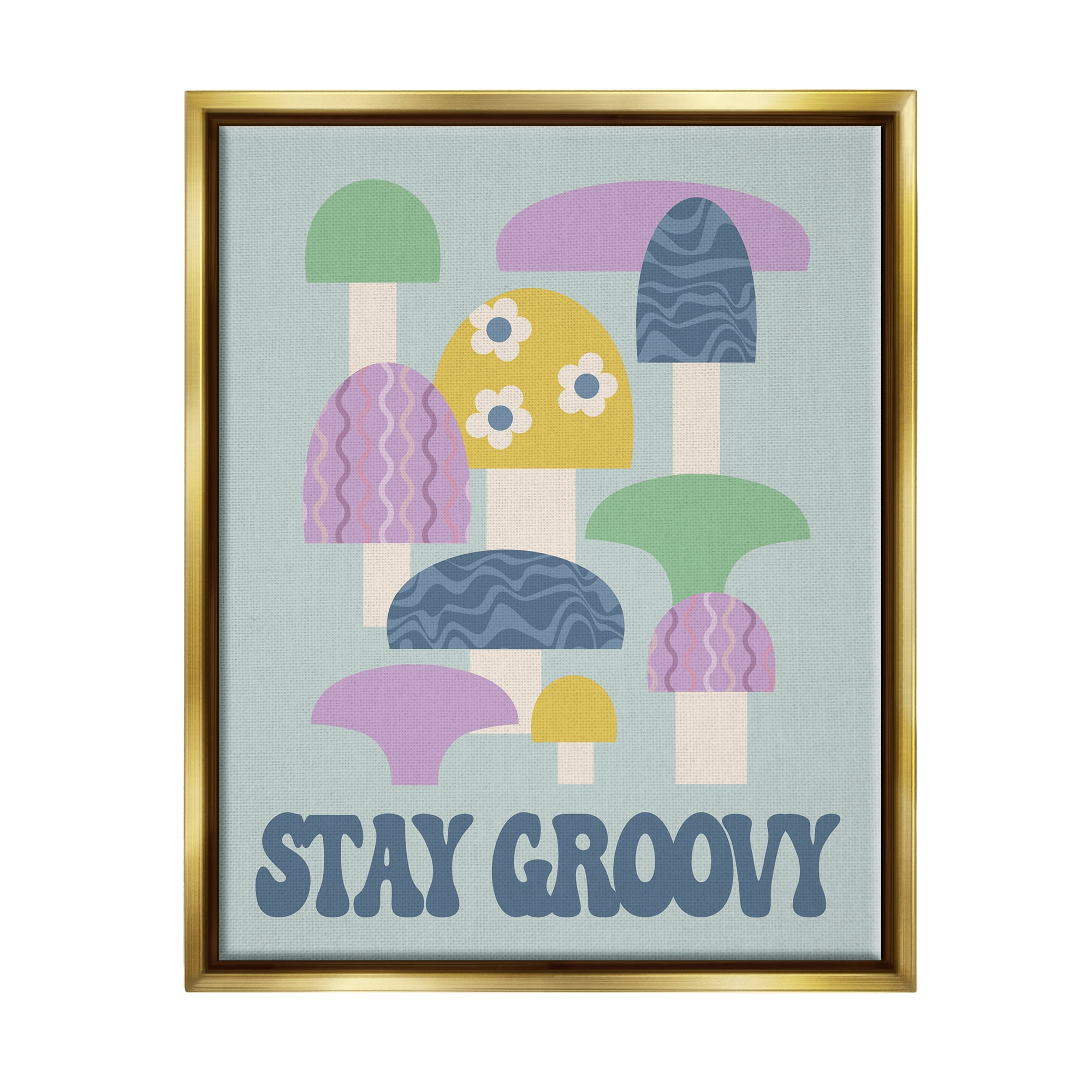 Stupell Industries Stay Groovy Botanicals Botanical & Floral Painting Gold Floater Framed Canvas Art Print Wall Art, 17 x 21