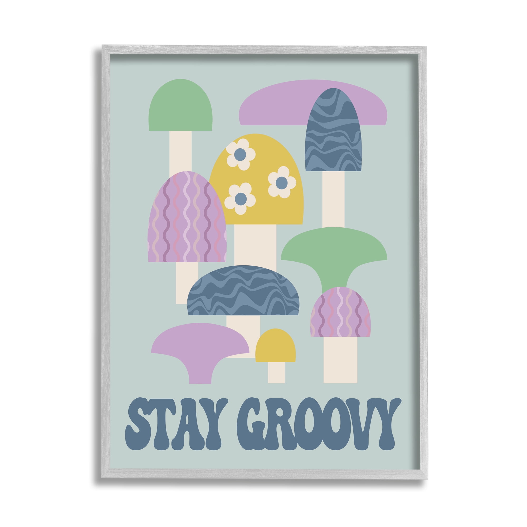 Stupell Industries Stay Groovy Botanicals Botanical & Floral Painting Gray Framed Art Print Wall Art, 24 x 30