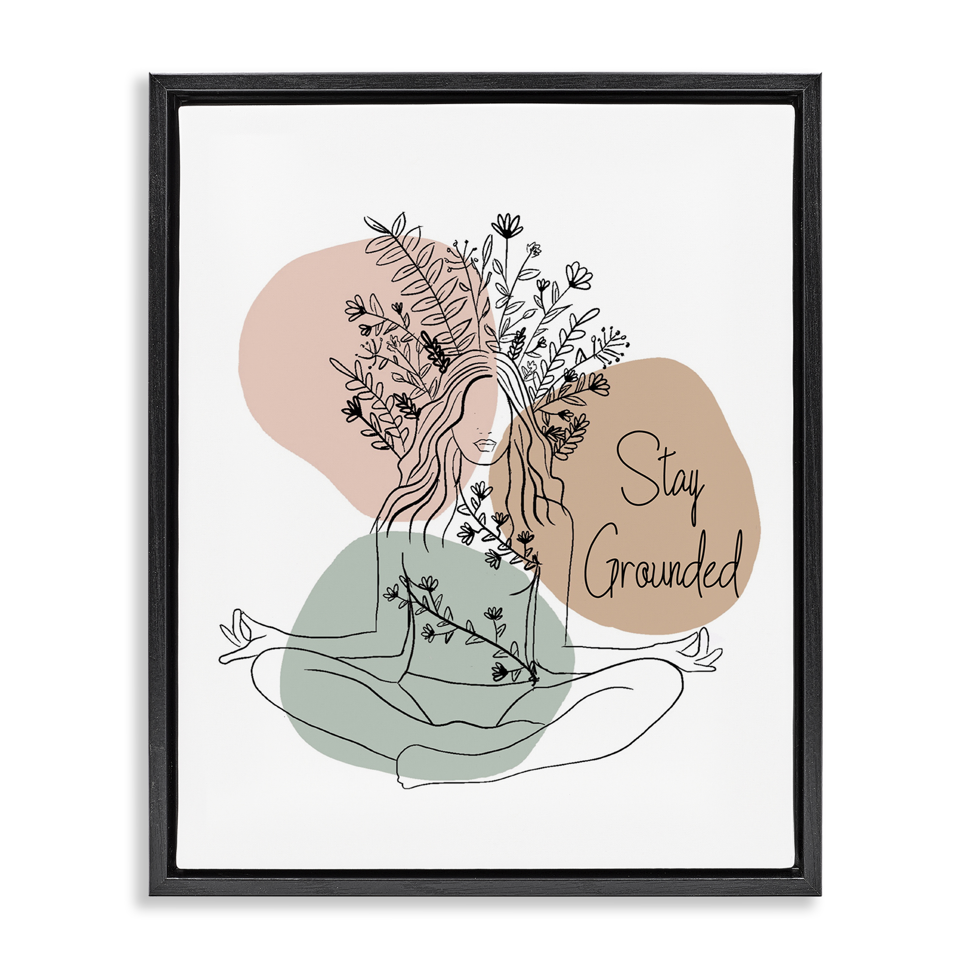 Stupell Industries Stay Grounded Portrait Typography Painting Black Floater Framed Art Print Wall Art, 17 x 21