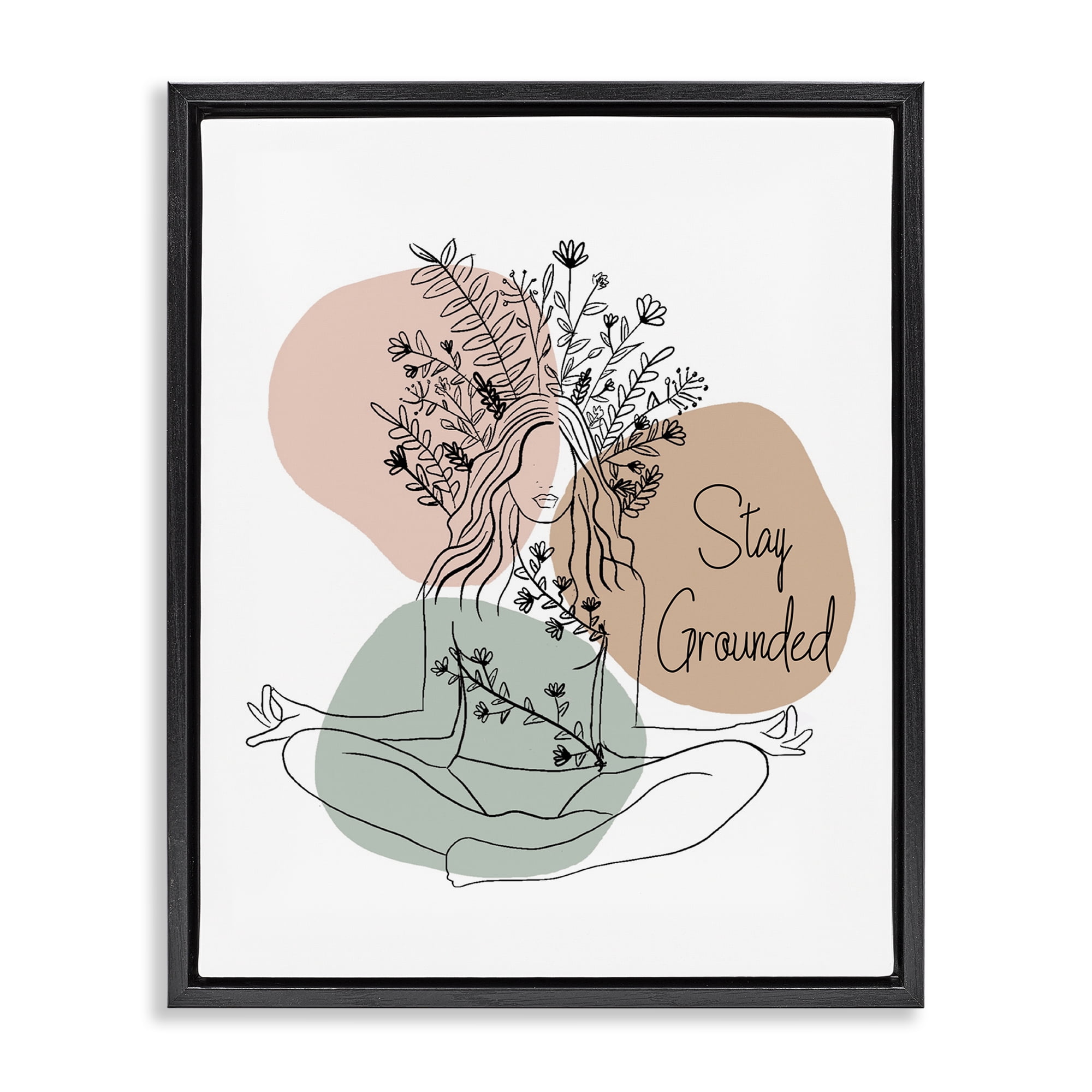 Stupell Industries Stay Grounded Portrait Typography Painting Black Floater Framed Art Print Wall Art, 25 x 31