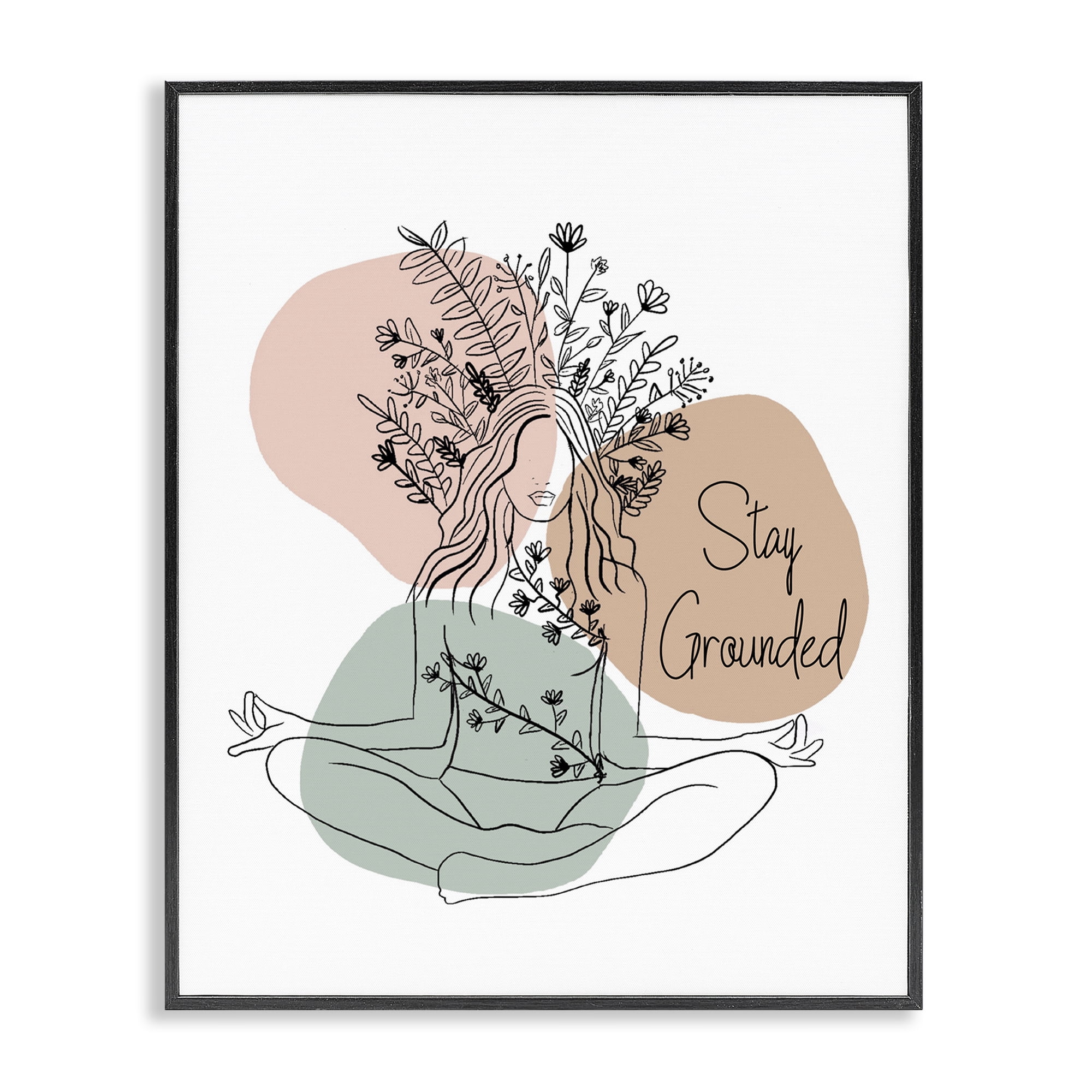 Stupell Industries Stay Grounded Portrait Typography Painting Black Framed Art Print Wall Art, 11 x 14