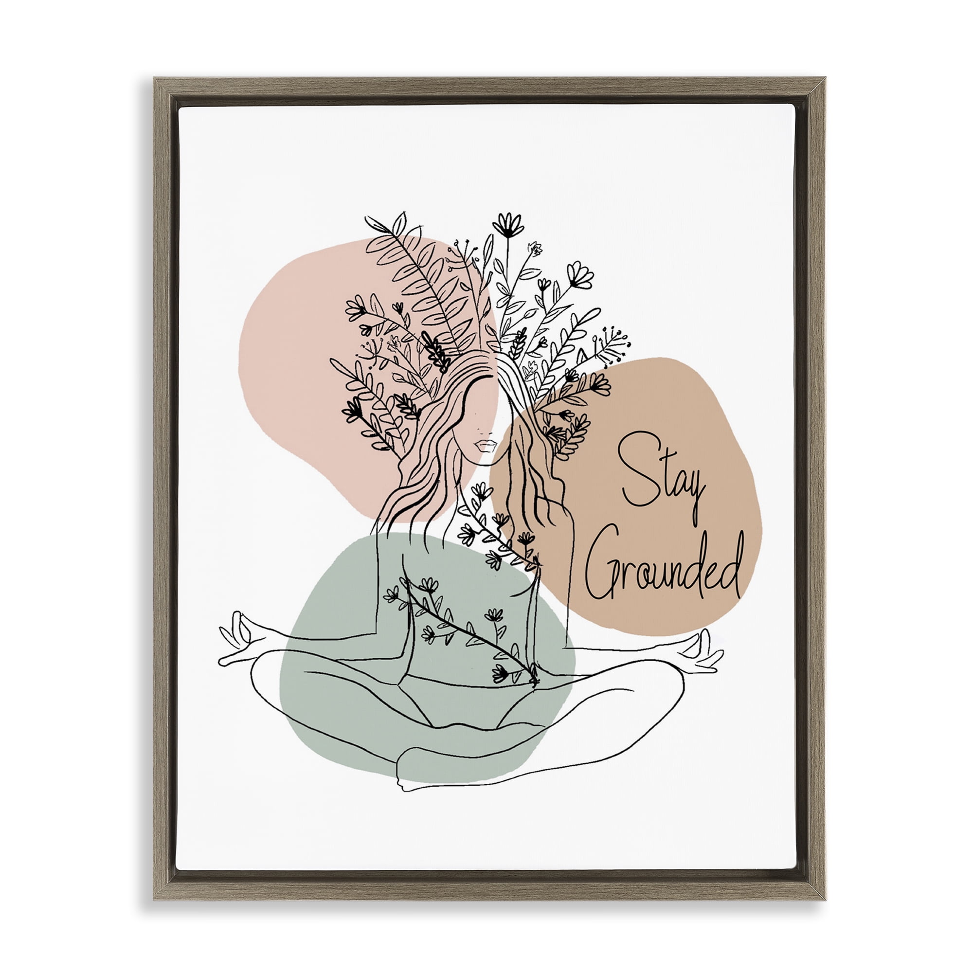 Stupell Industries Stay Grounded Portrait Typography Painting Brown Floater Framed Art Print Wall Art, 17 x 21