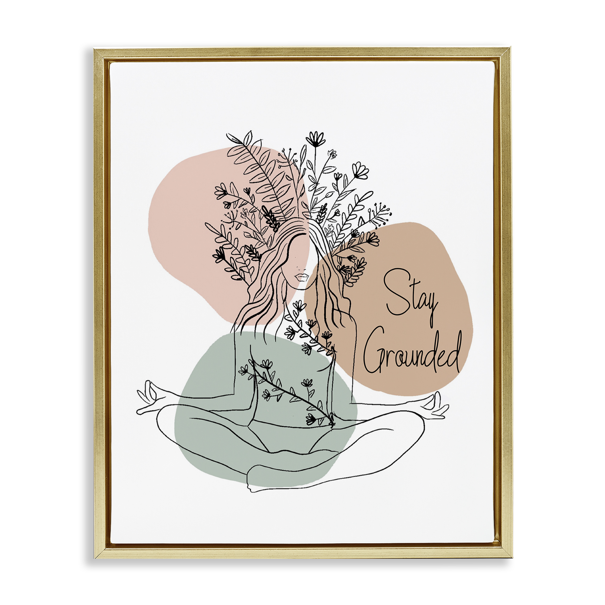 Stupell Industries Stay Grounded Portrait Typography Painting Gold Floater Framed Art Print Wall Art, 25 x 31