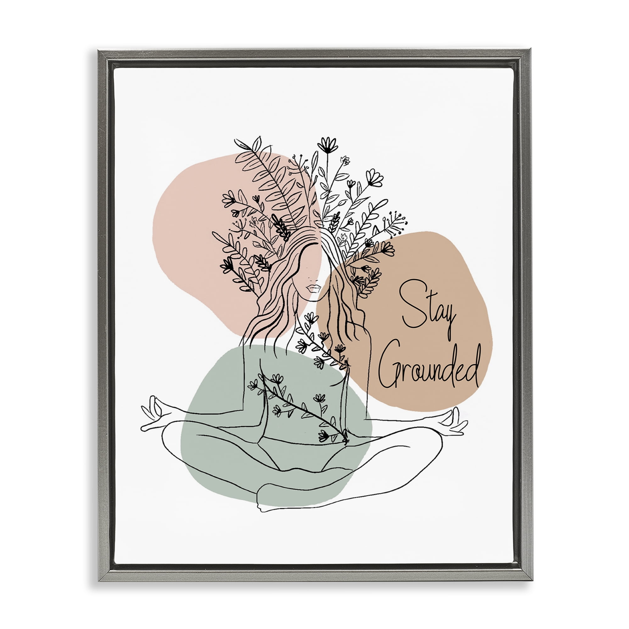Stupell Industries Stay Grounded Portrait Typography Painting Gray Floater Framed Art Print Wall Art, 17 x 21