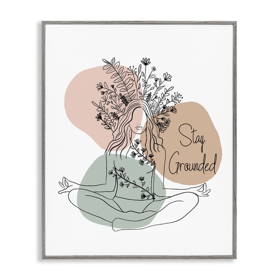 Stupell Industries Stay Grounded Portrait Typography Painting Gray Framed Art Print Wall Art, 16 x 20