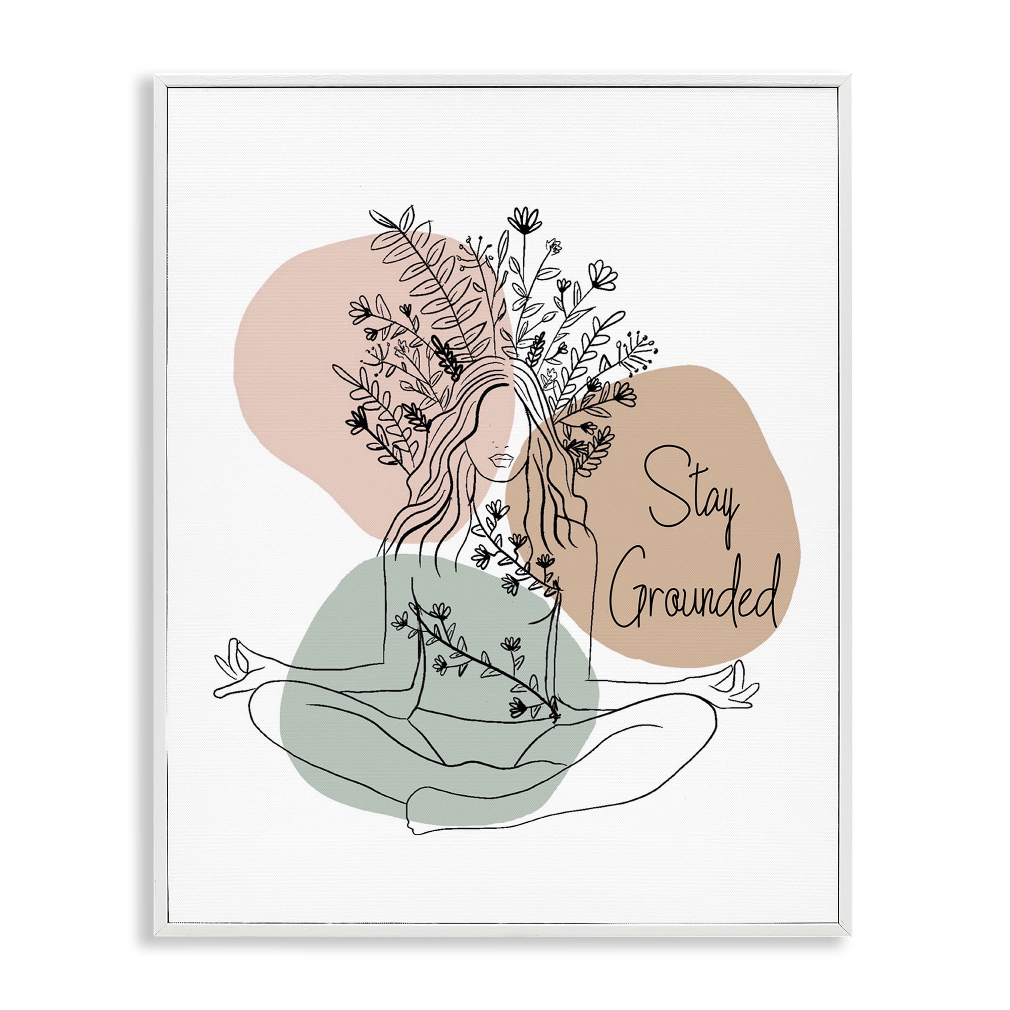 Stupell Industries Stay Grounded Portrait Typography Painting White Framed Art Print Wall Art, 24 x 30