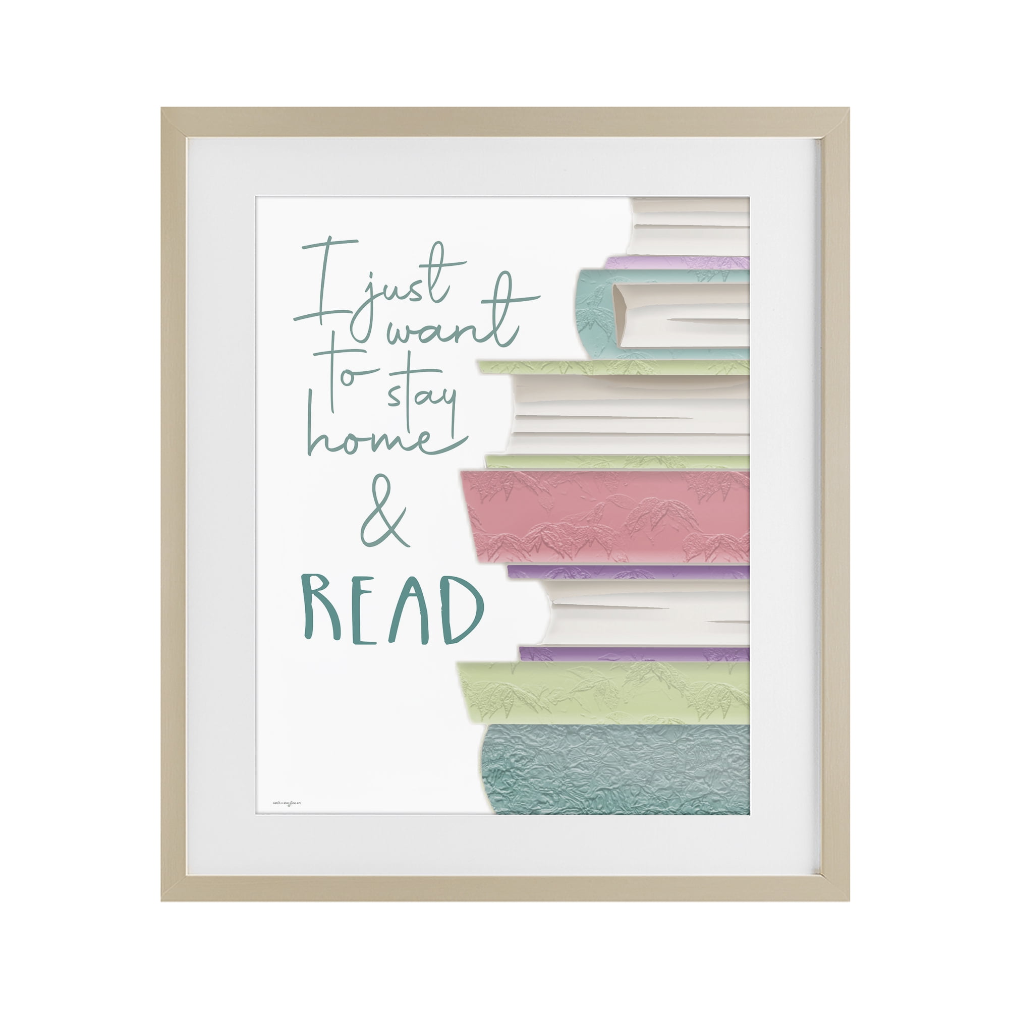 Stupell Industries Stay Home & Read Birch Framed Print Under Glass, design by Seven Trees Design