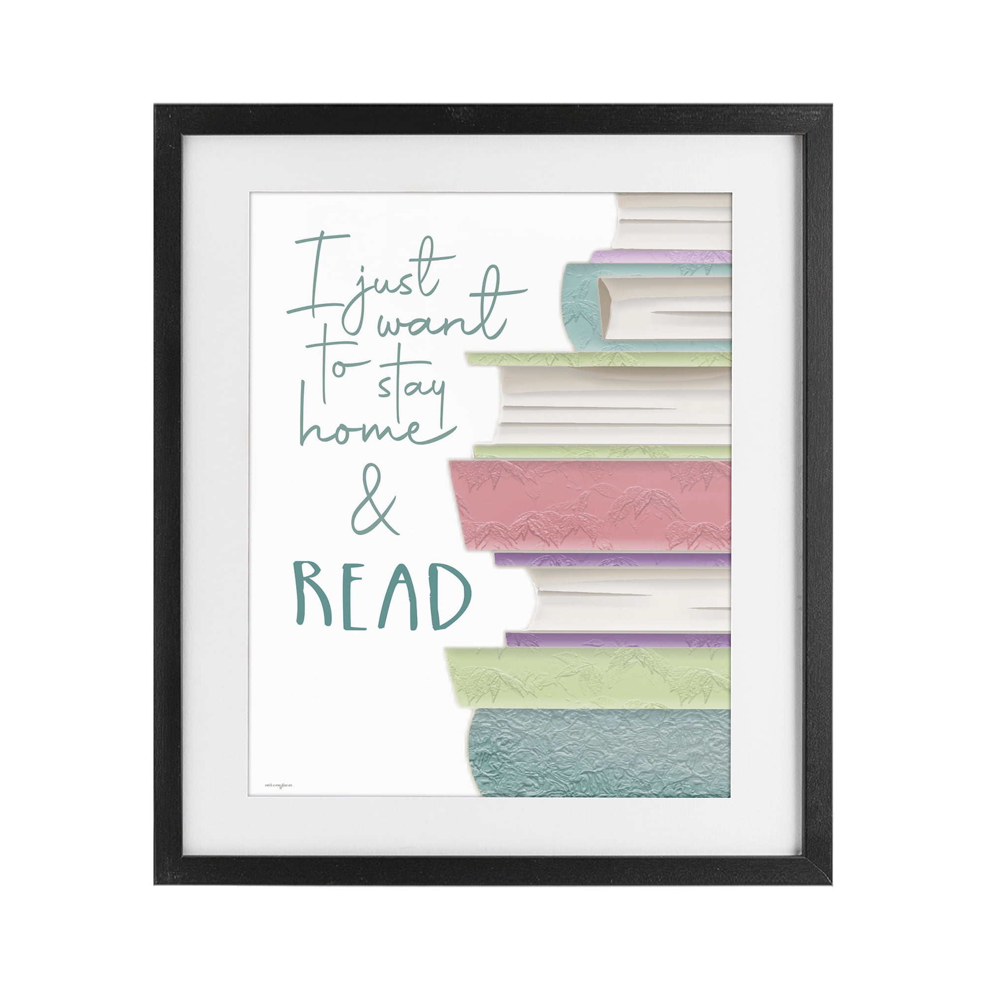 Stupell Industries Stay Home & Read Black Framed Print Under Glass, design by Seven Trees Design