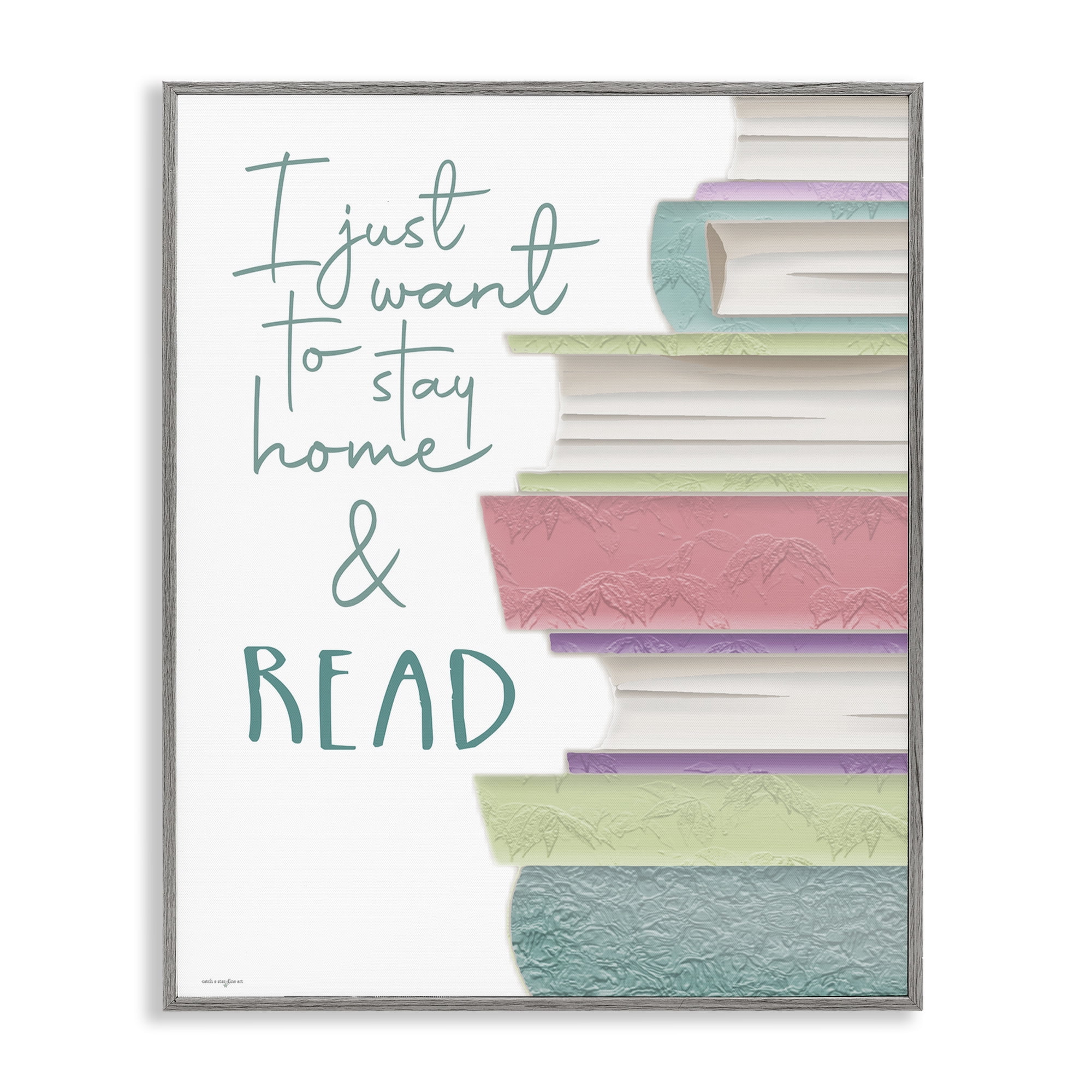 Stupell Industries Stay Home & Read Gray Framed Giclee Art, design by Seven Trees Design
