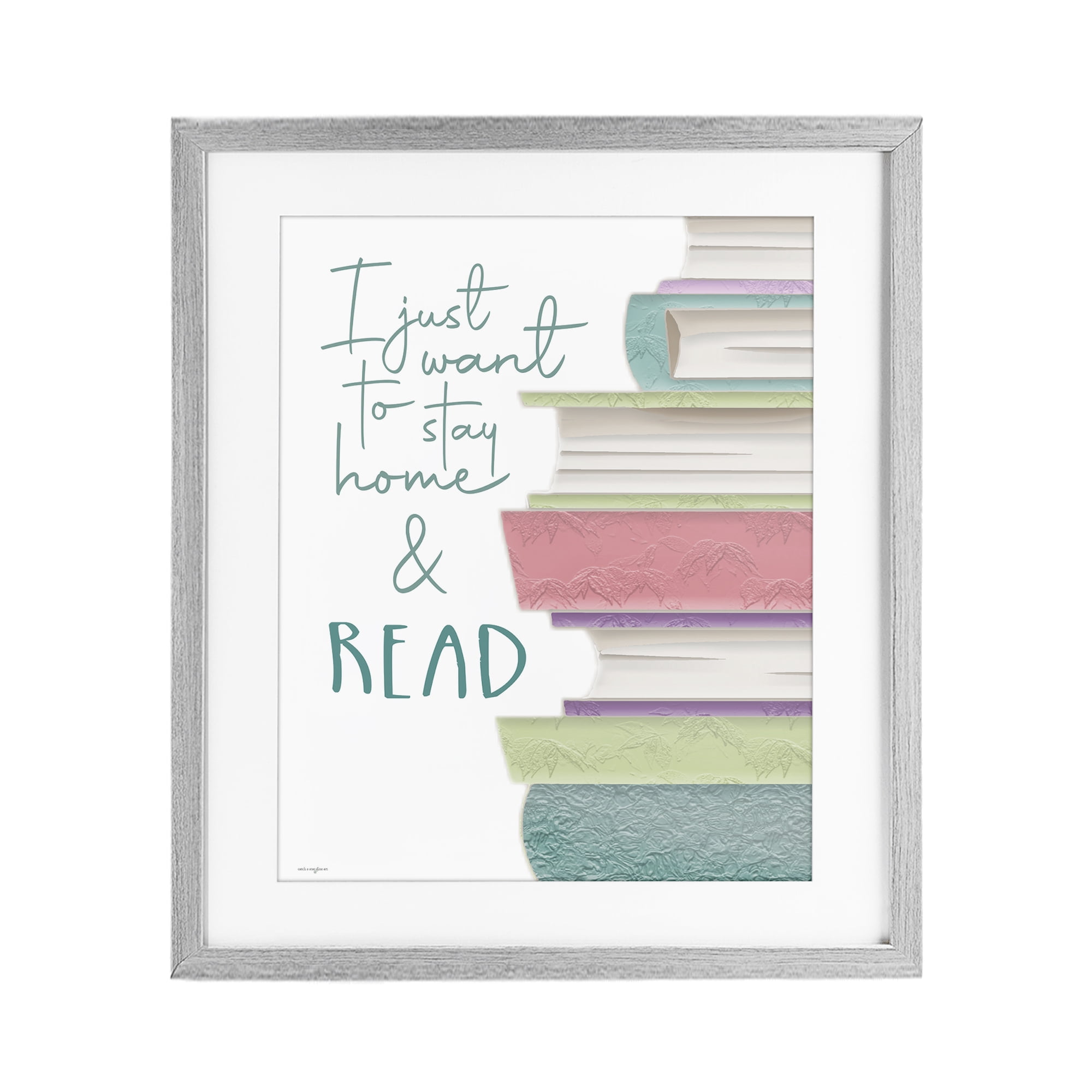Stupell Industries Stay Home & Read Gray Framed Print Under Glass, design by Seven Trees Design