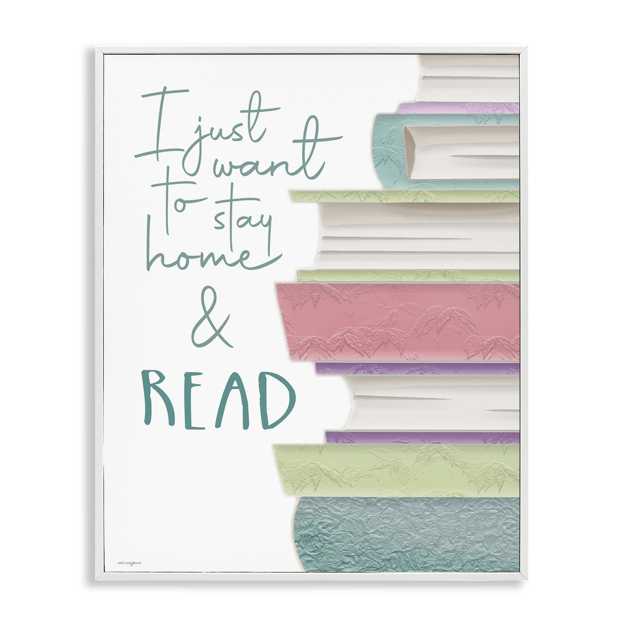 Stupell Industries Stay Home & Read White Framed Giclee Art, design by Seven Trees Design