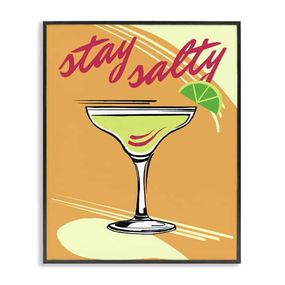 Stupell Industries Stay Salty Cocktail Food & Beverage Painting Black Framed Art Print Wall Art, 11 x 14