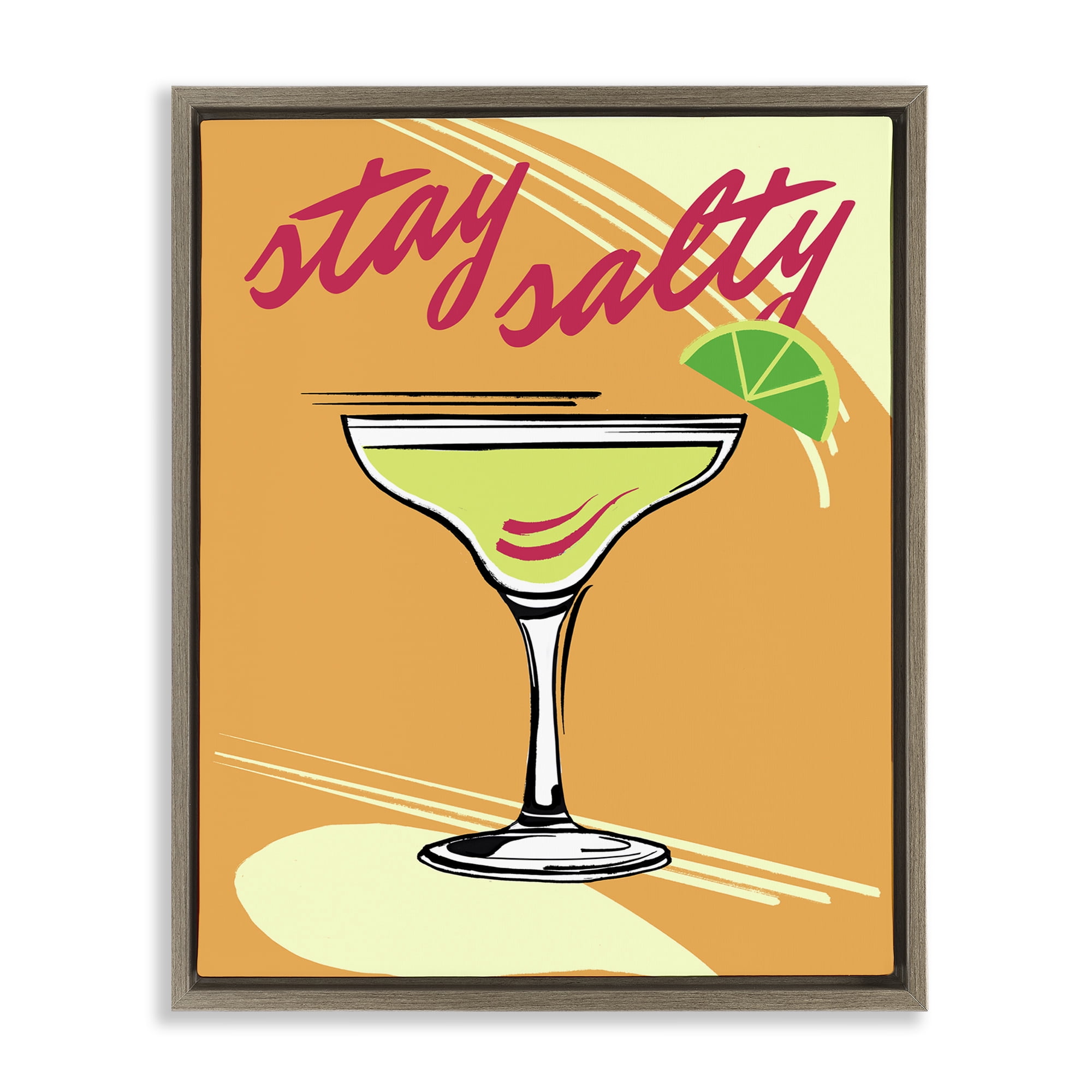Stupell Industries Stay Salty Cocktail Food & Beverage Painting Brown Floater Framed Canvas Art Print Wall Art, 25 x 31