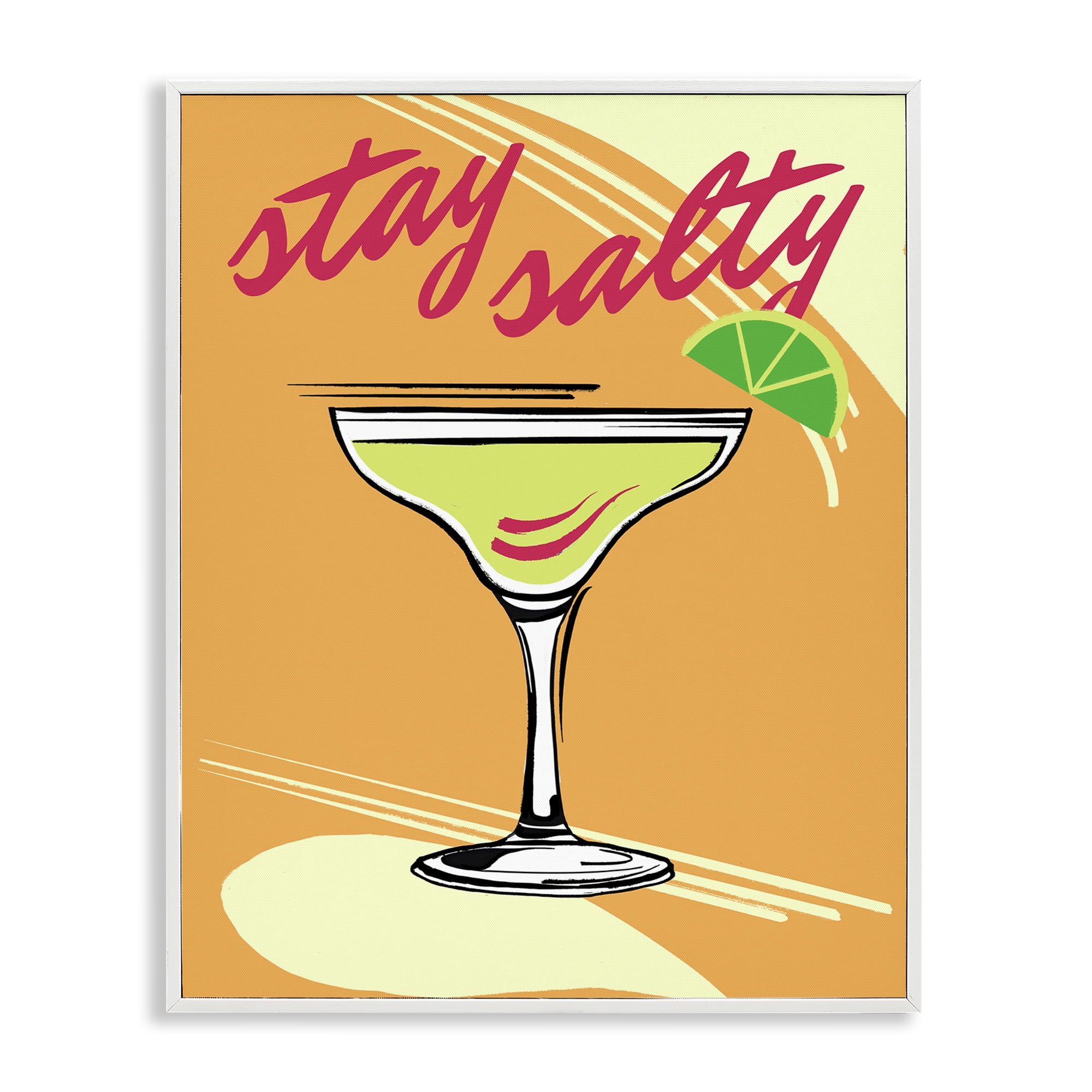 Stupell Industries Stay Salty Cocktail Food & Beverage Painting White Framed Art Print Wall Art, 16 x 20