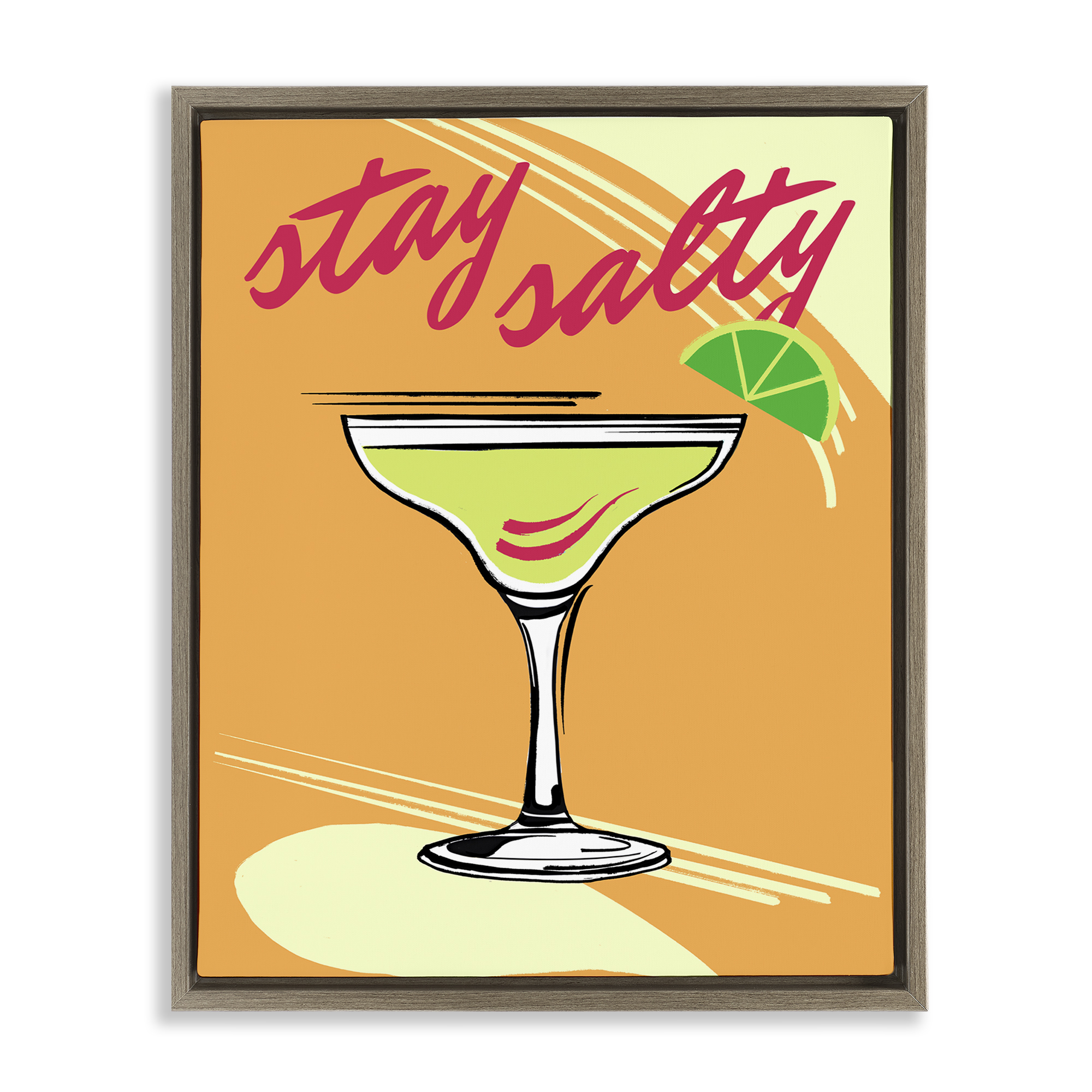 Stupell Industries Stay Salty Margarita Food & Beverage Painting Brown Floater Framed Canvas Art Print Wall Art, 25 x 31