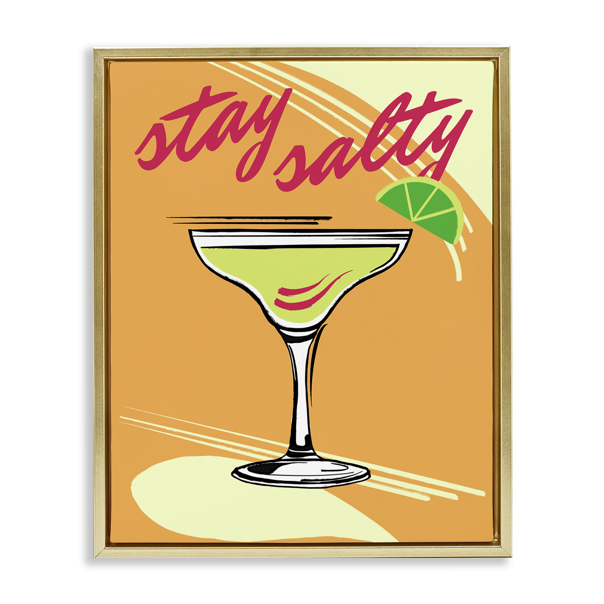 Stupell Industries Stay Salty Margarita Food & Beverage Painting Gold Floater Framed Canvas Art Print Wall Art, 25 x 31