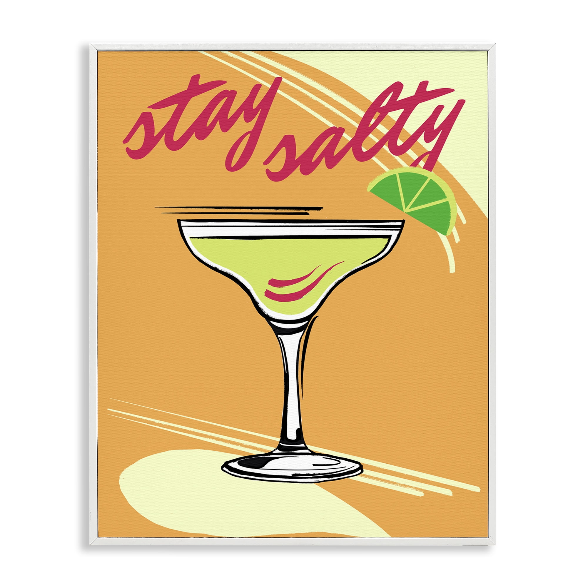 Stupell Industries Stay Salty Margarita Food & Beverage Painting White Framed Art Print Wall Art, 16 x 20