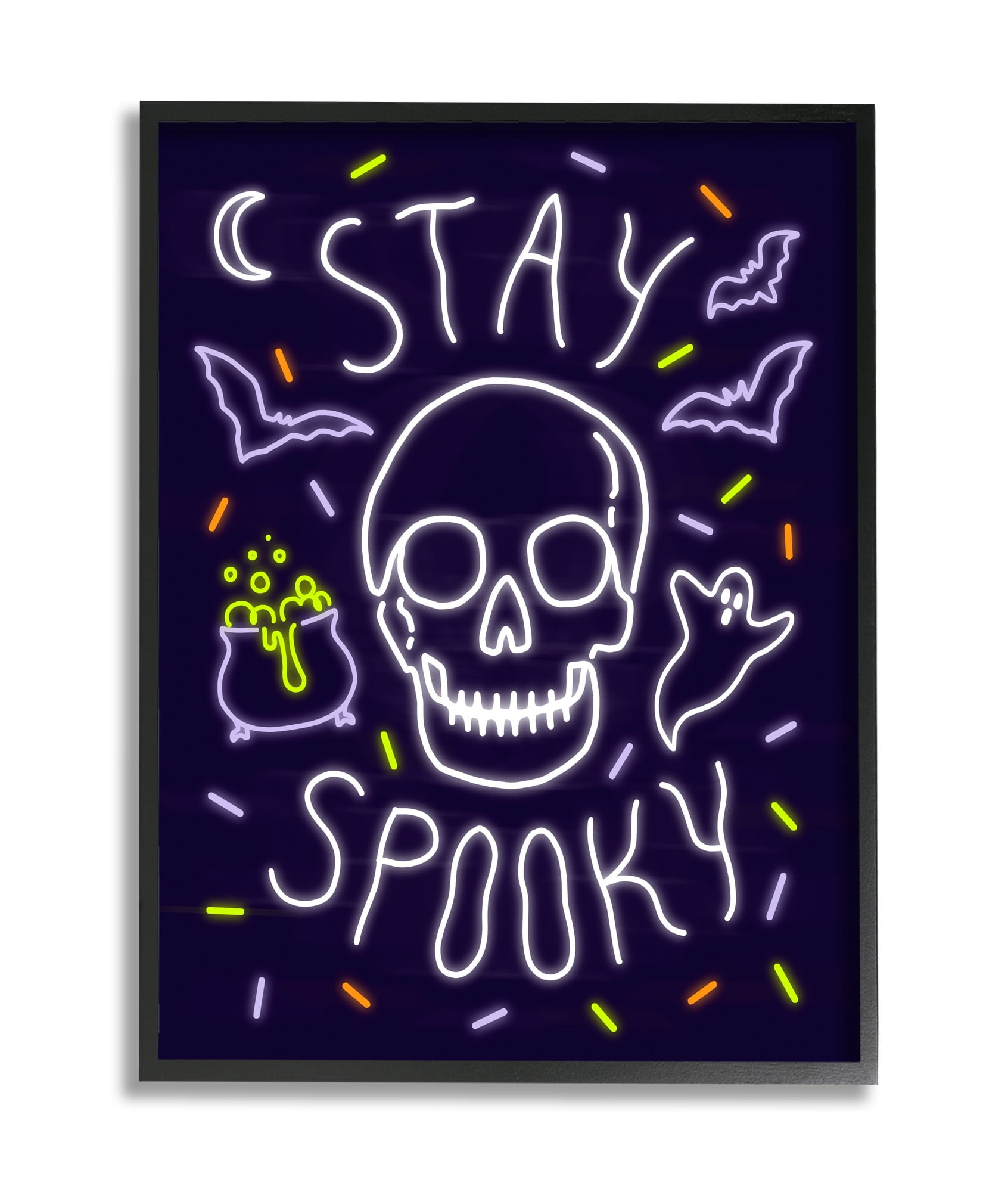 Stupell Industries Stay Spooky Quote Halloween Theme Skeleton Black Framed, 16 x 20, Design by Victoria Barnes