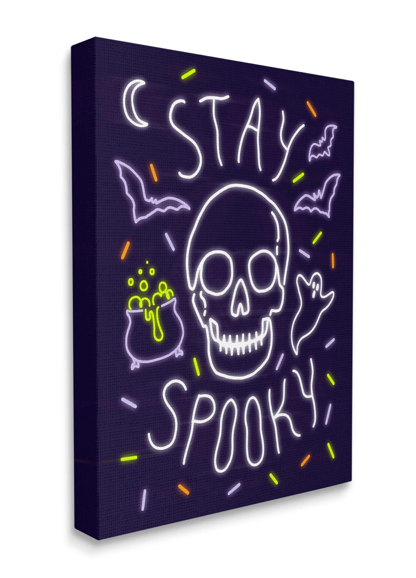 Stupell Industries Stay Spooky Quote Halloween Theme Skeleton Canvas Wall Art, 16 x 20, Design by Victoria Barnes