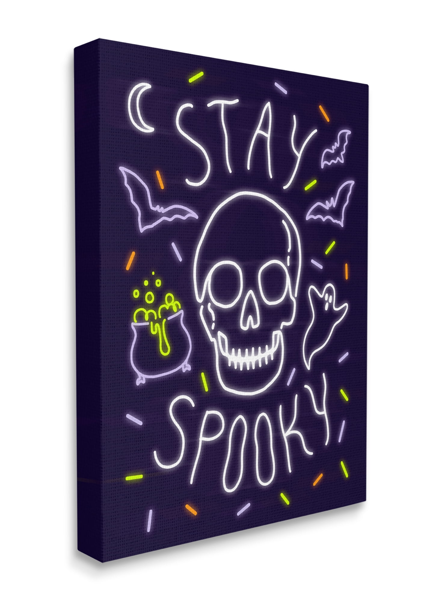 Stupell Industries Stay Spooky Quote Halloween Theme Skeleton Canvas Wall Art, 30 x 40, Design by Victoria Barnes