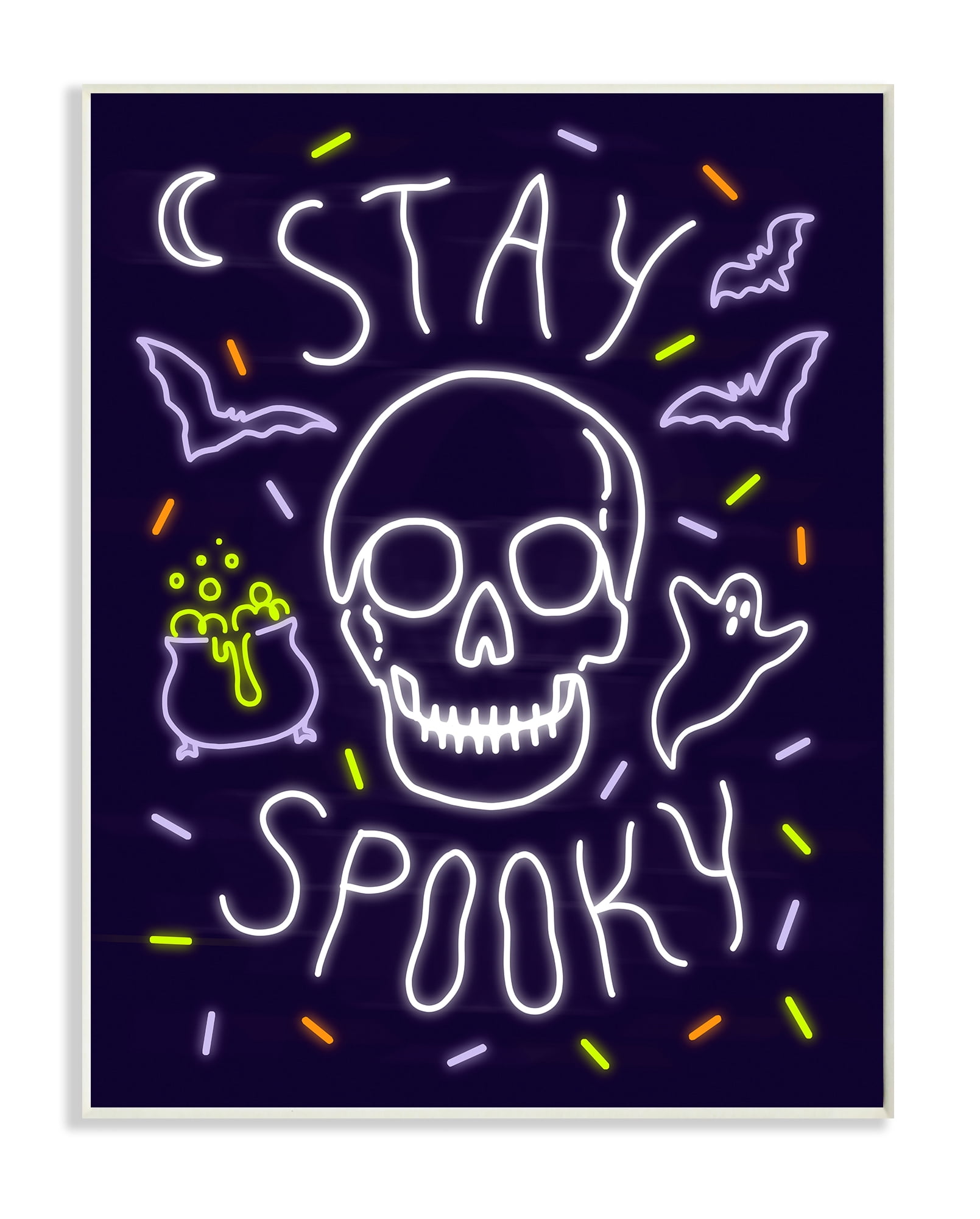 Stupell Industries Stay Spooky Quote Halloween Theme Skeleton Wall Plaque, 13 x 19, Design by Victoria Barnes