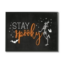 Stupell Industries Stay Spooky Skeleton Holiday Painting Black Framed Art Print Wall Art, 14 x 11