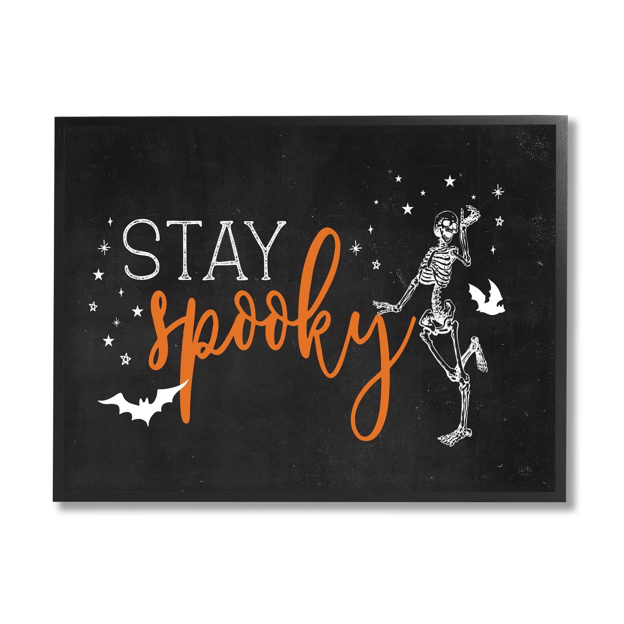 Stupell Industries Stay Spooky Skeleton Holiday Painting Black Framed Art Print Wall Art, 30 x 24