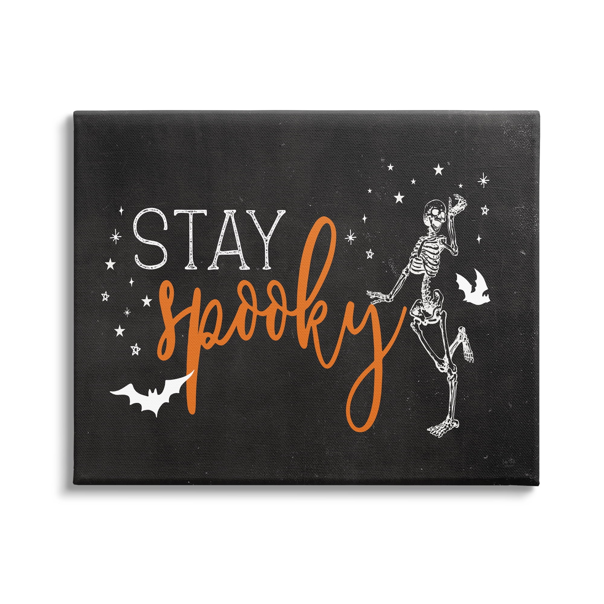 Stupell Industries Stay Spooky Skeleton Holiday Painting Gallery Wrapped Canvas Print Wall Art, 48 x 36