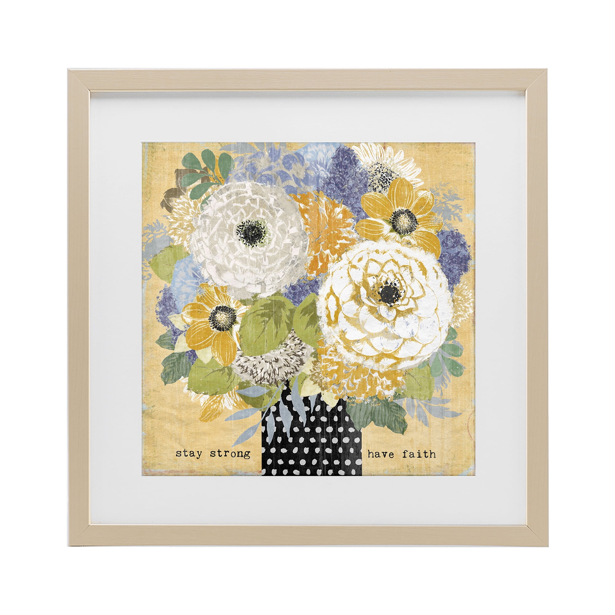 Stupell Industries Stay Strong Have Faith Birch Framed Print Under Glass, design by Suzanne Nicoll