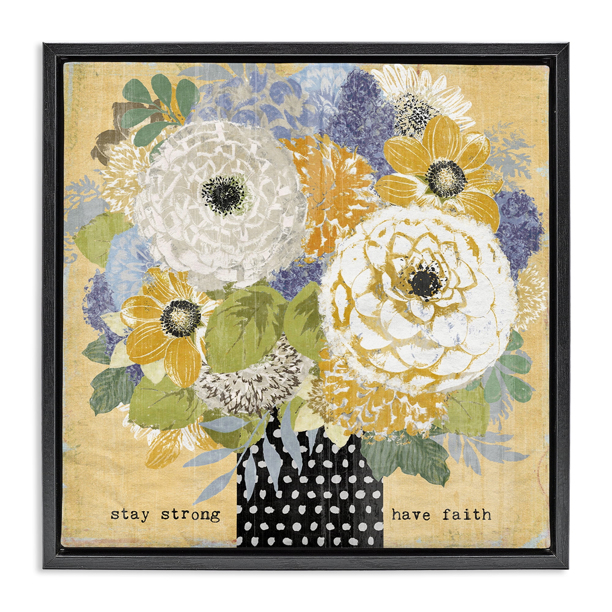 Stupell Industries Stay Strong Have Faith Black Framed Floater Canvas Wall Art, design by Suzanne Nicoll