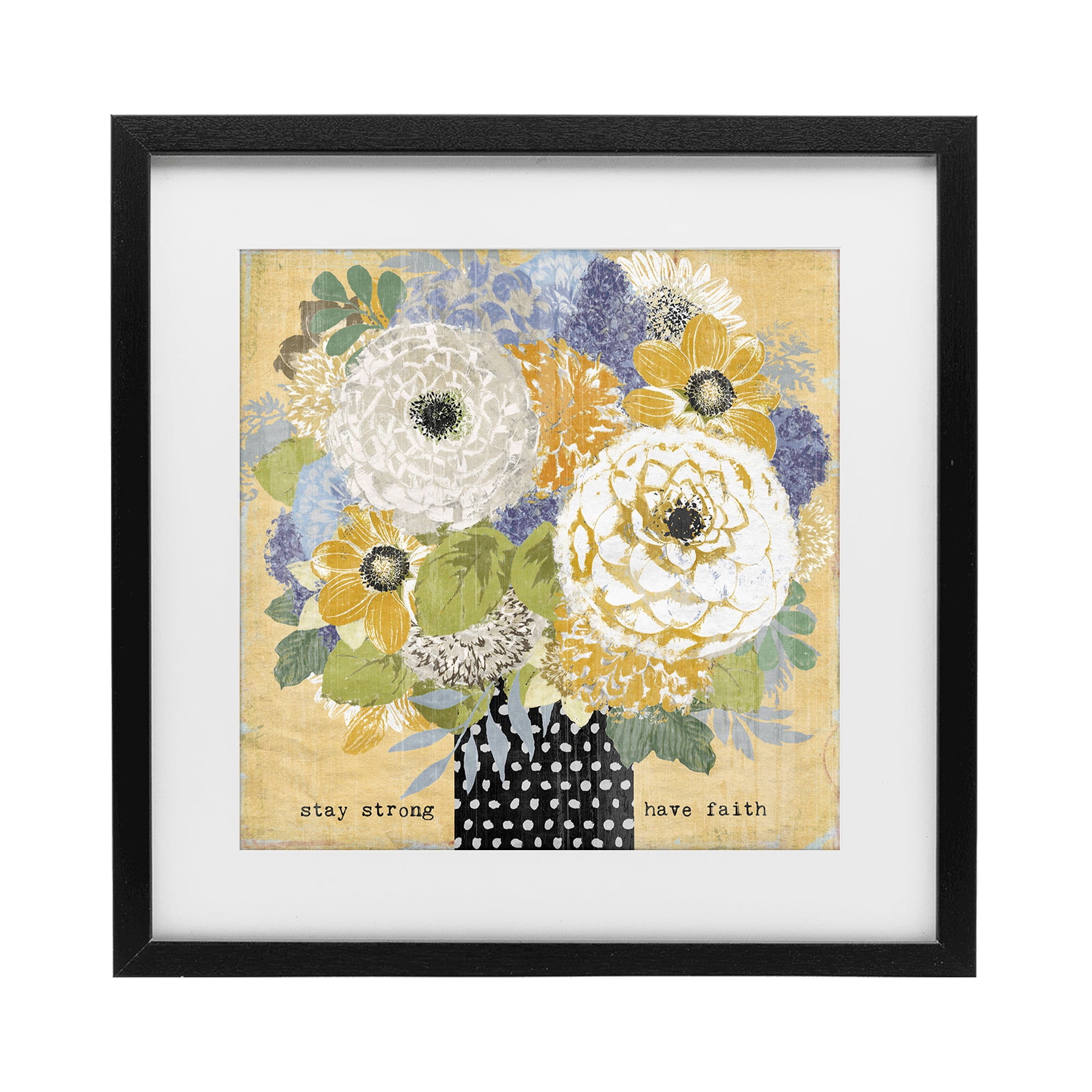 Stupell Industries Stay Strong Have Faith Black Framed Print Under Glass, design by Suzanne Nicoll