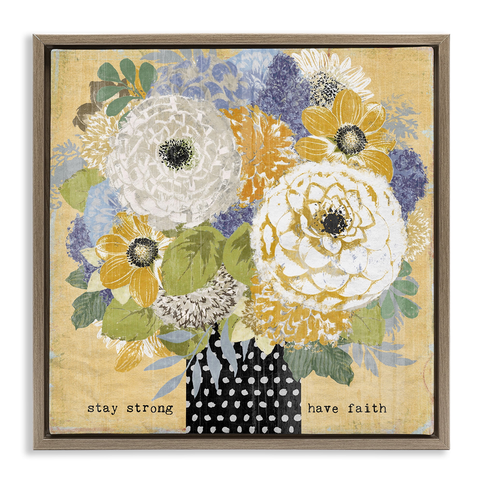 Stupell Industries Stay Strong Have Faith Brown Framed Floater Canvas Wall Art, design by Suzanne Nicoll