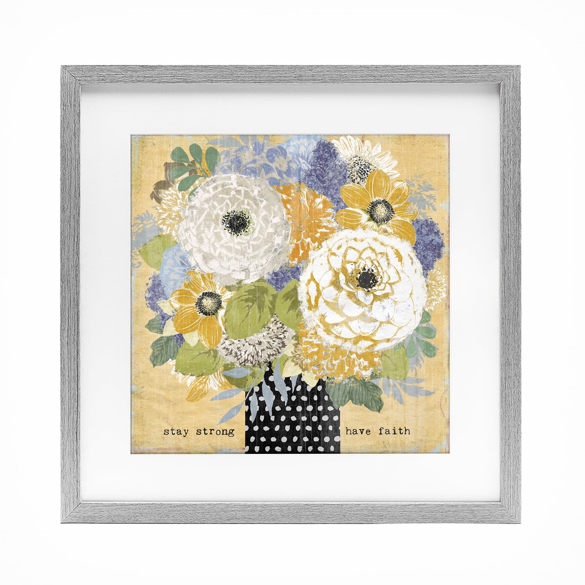 Stupell Industries Stay Strong Have Faith Gray Framed Print Under Glass, design by Suzanne Nicoll