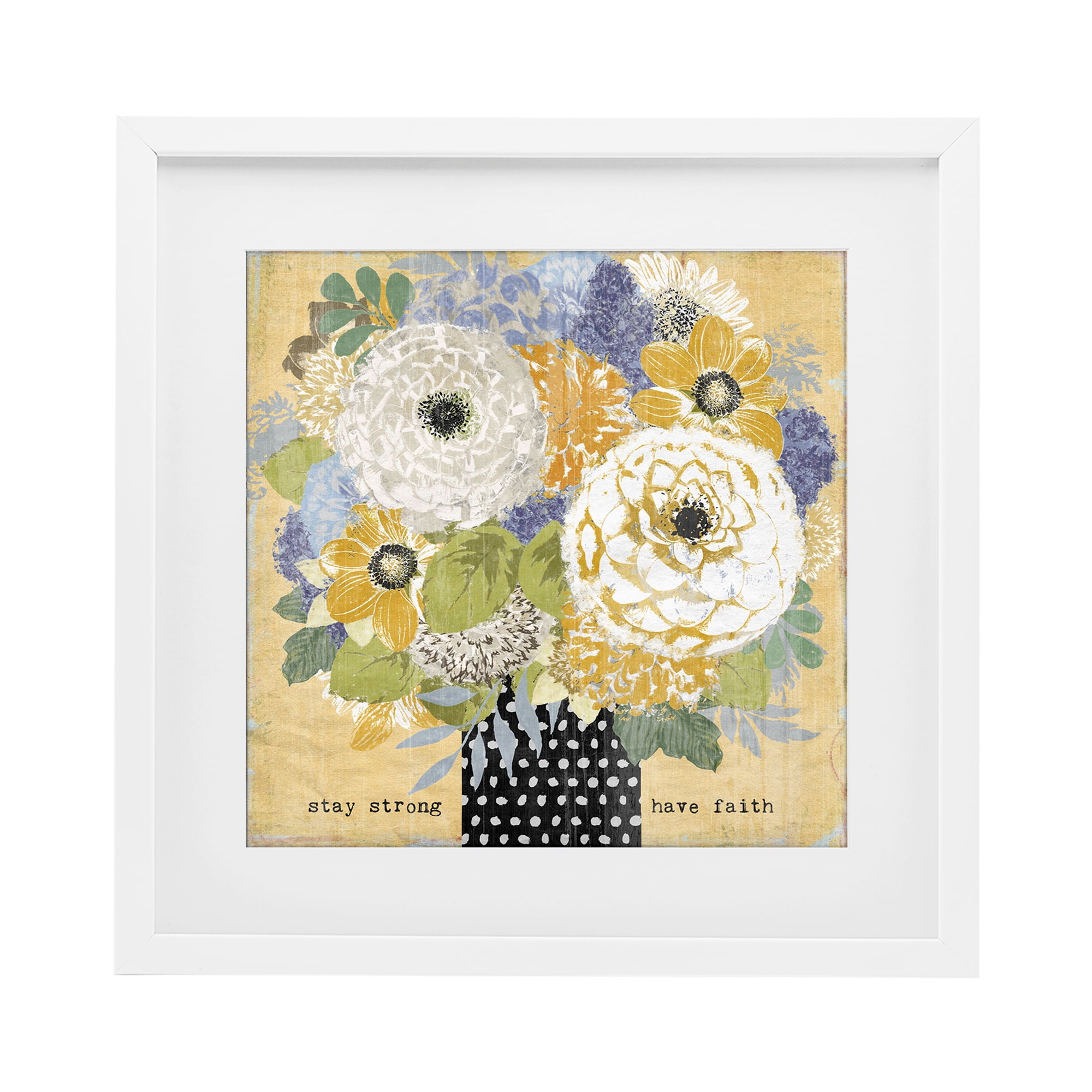 Stupell Industries Stay Strong Have Faith White Framed Print Under Glass, design by Suzanne Nicoll