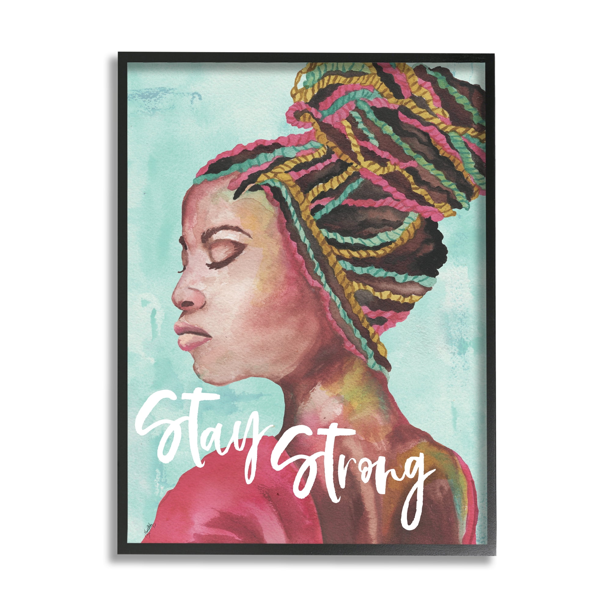 Stupell Industries Stay Strong Inspirational Powerful Woman Braided Hair, 24 x 30, Designed by Elizabeth Medley