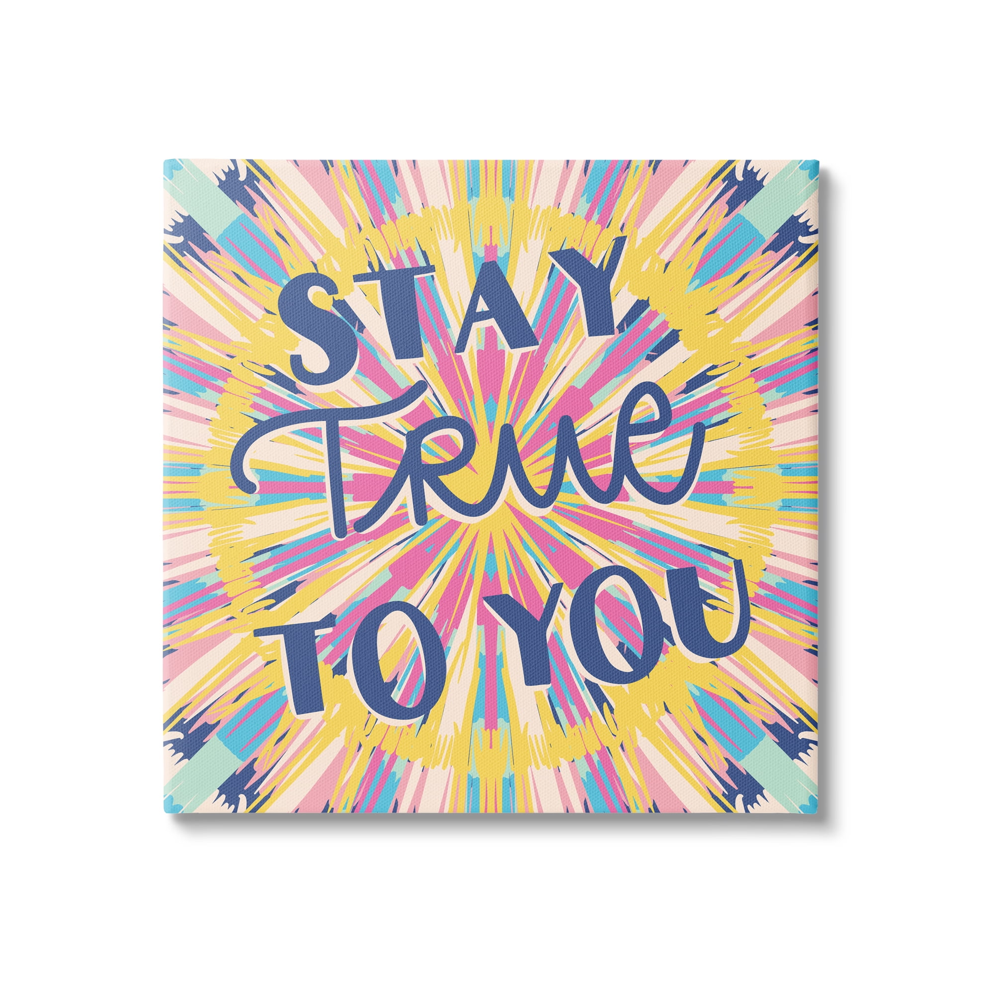 Stupell Industries Stay True To You Bold Motivational Tie Dye Pattern Graphic Art Gallery Wrapped Canvas Print Wall Art, Design by Caroline Alfreds