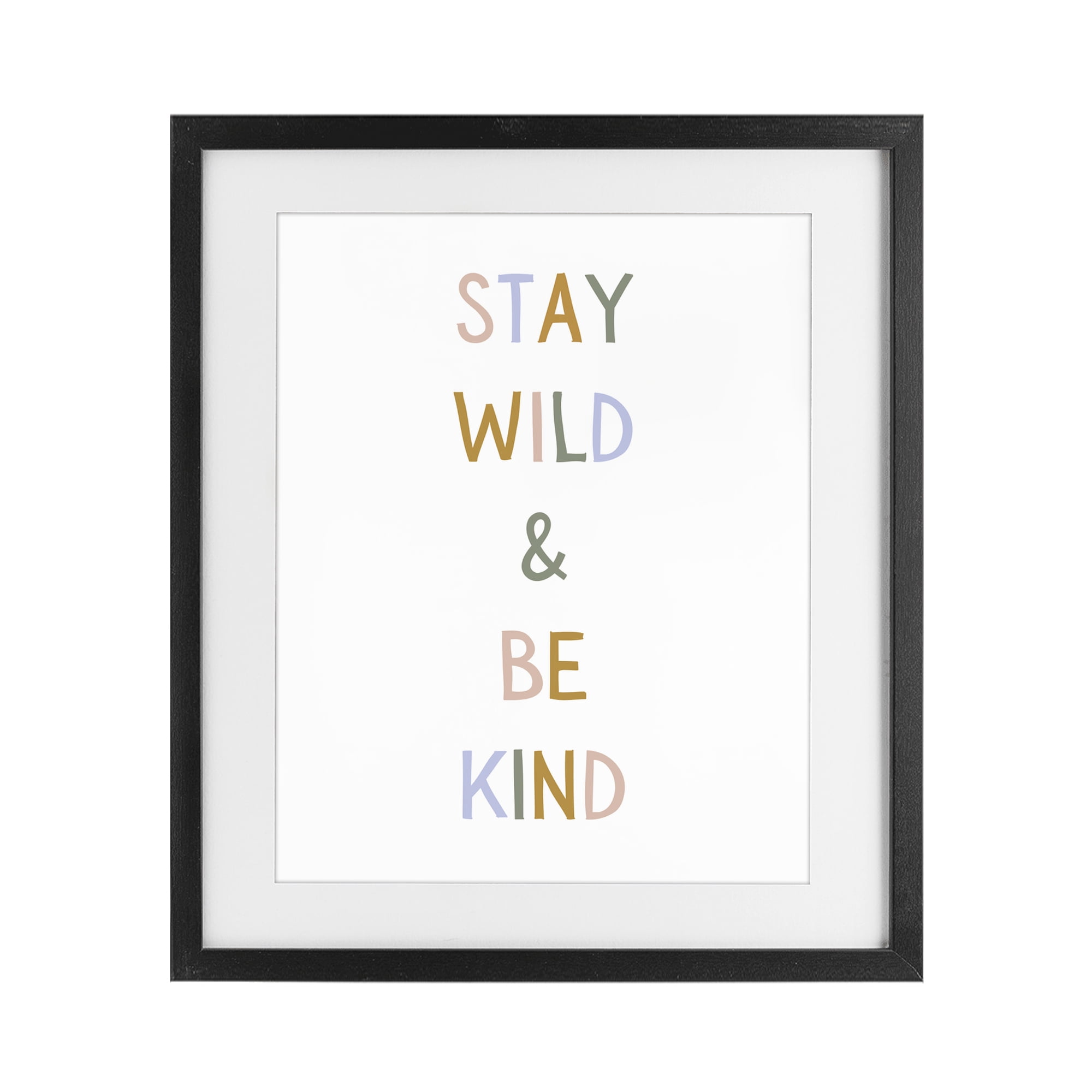 Stupell Industries Stay Wild Be Kind Black Framed Print Under Glass, design by Katie Griggs