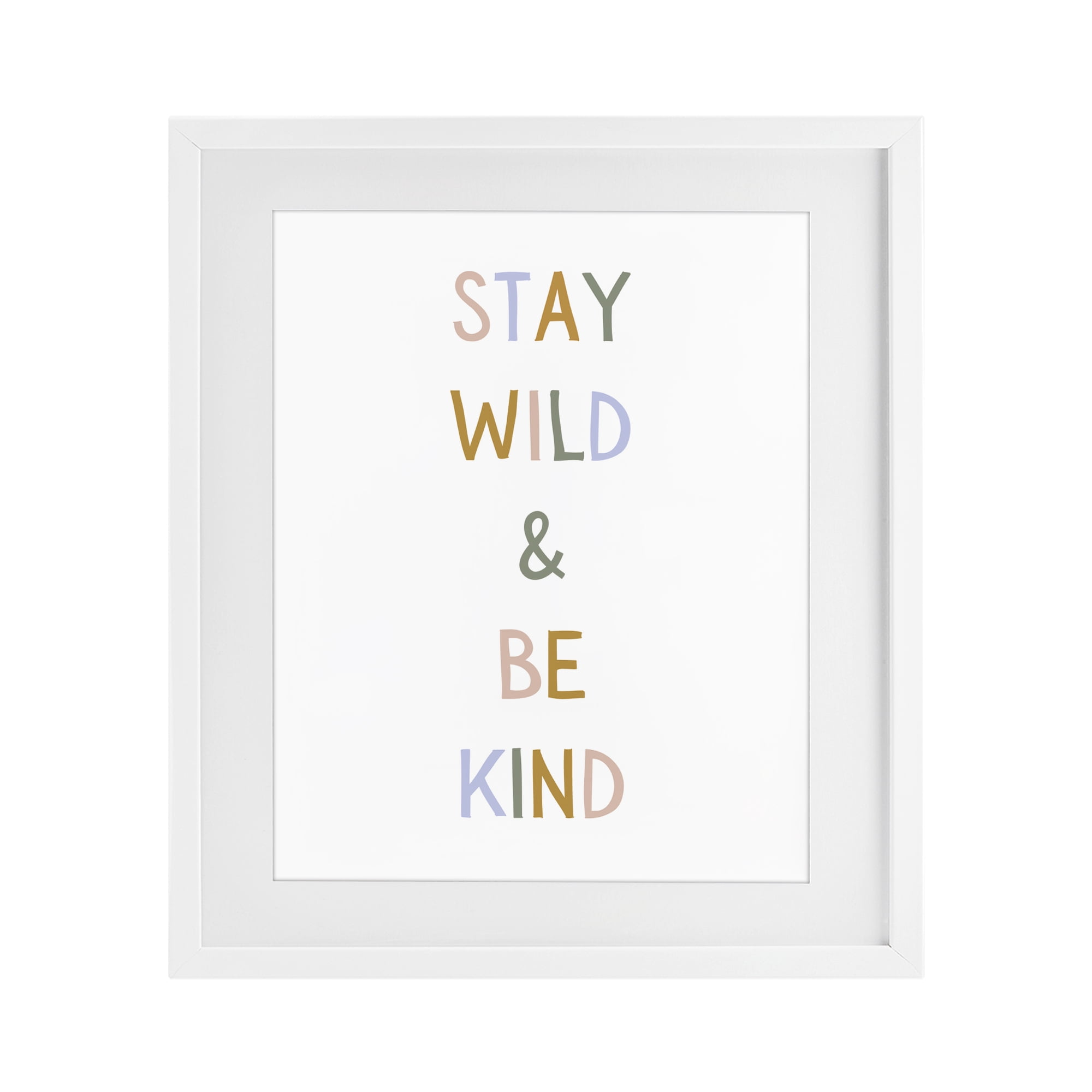 Stupell Industries Stay Wild Be Kind White Framed Print Under Glass, design by Katie Griggs