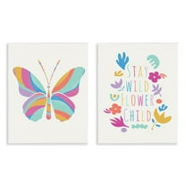 Stupell Industries Stay Wild Butterfly Text & Numbers Painting Unframed Art Print Wall Art, 11 x 14, Set of 2