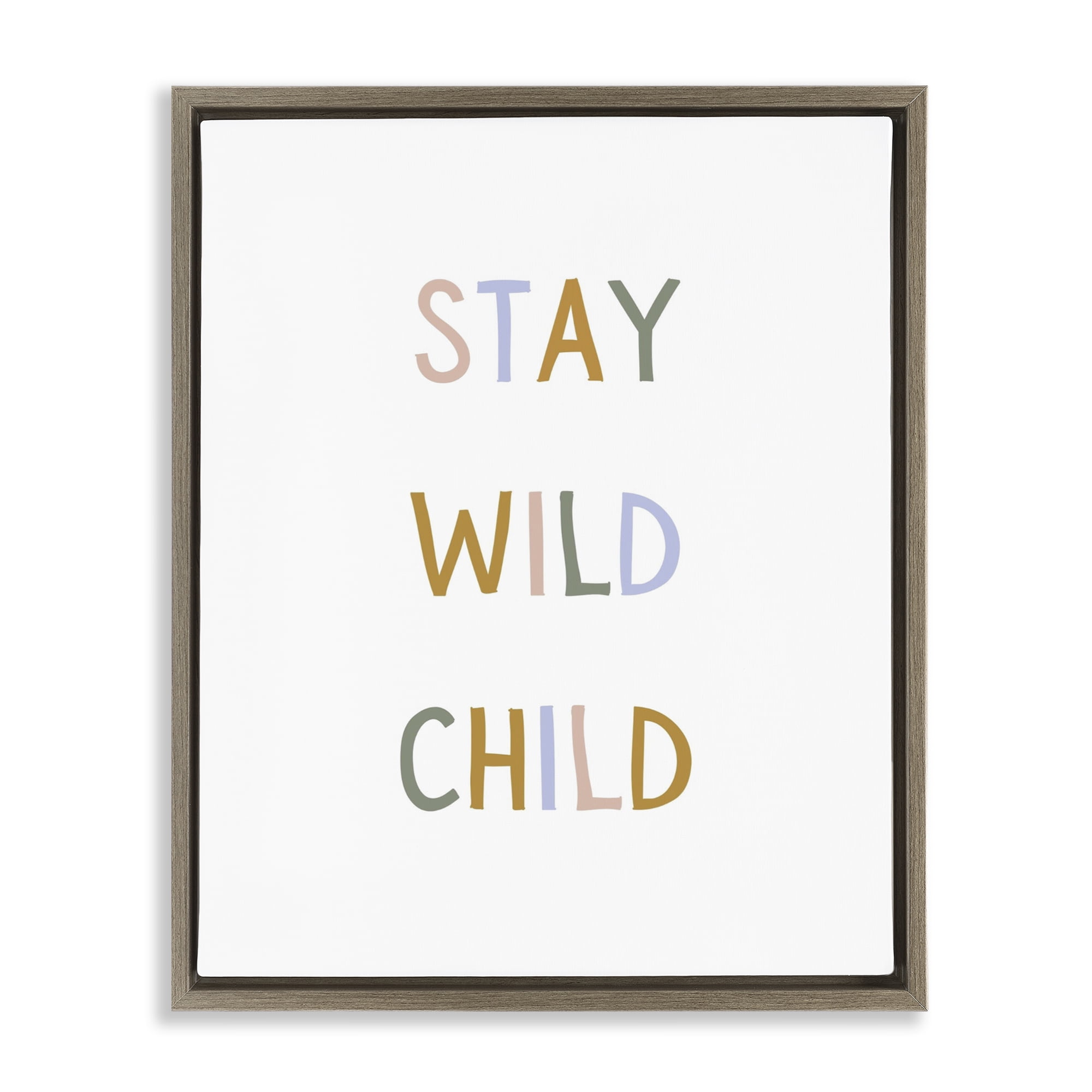 Stupell Industries Stay Wild Child Brown Framed Floater Canvas Wall Art, design by Katie Griggs