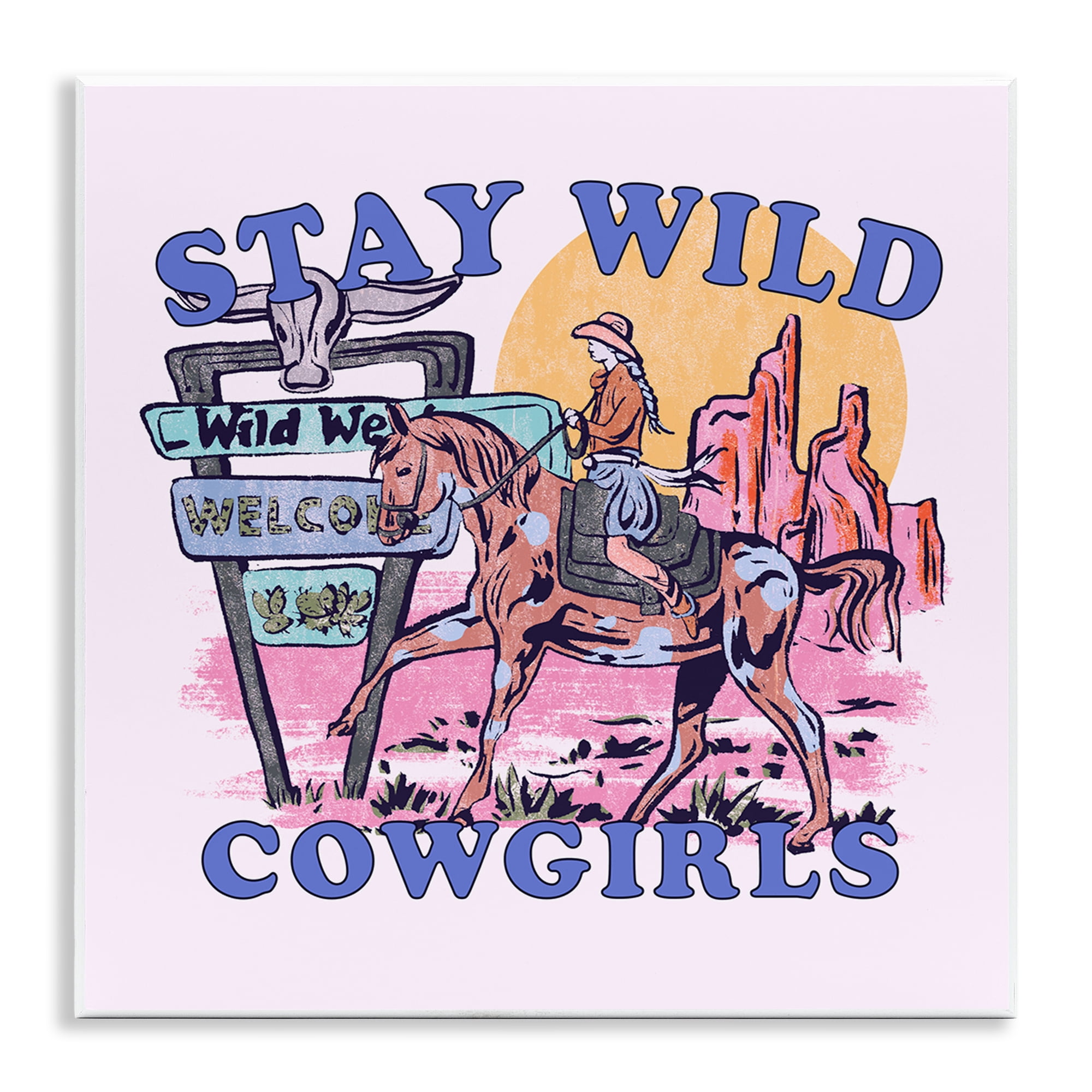 Stupell Industries Stay Wild Cowgirls Entertainment Painting Unframed Art Print Wall Art, 12 x 12